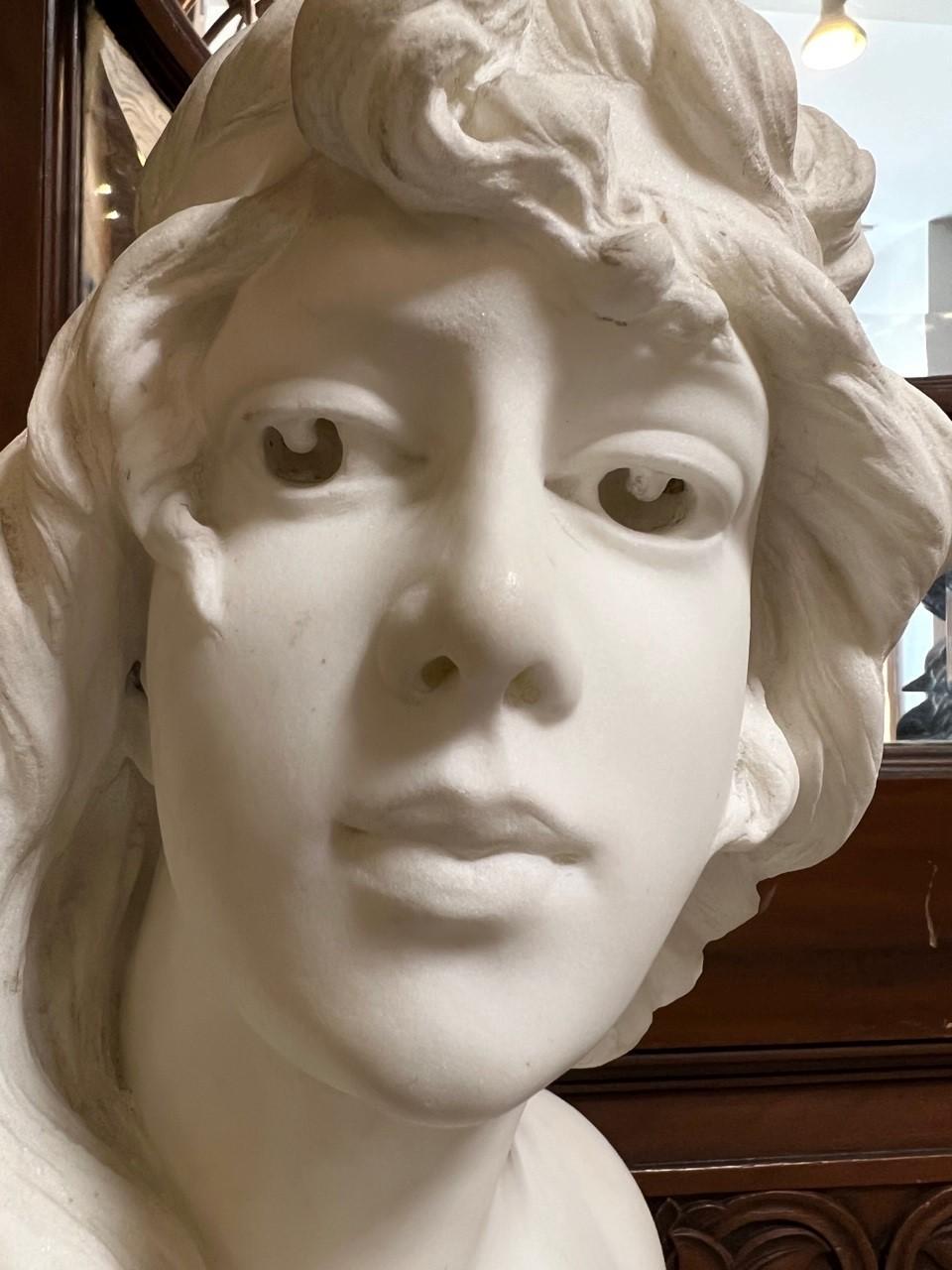 Late 19th Century Antique Marble Bust Atala Signed A. Piazza Carrara For Sale 1