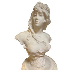  Busto de mármol antiguo de finales del siglo XIX ATALA Firmado A. Piazza Carrara 