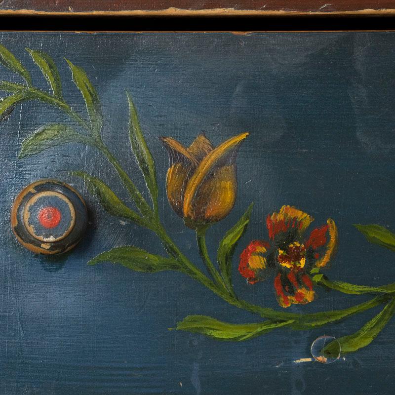 Late 19th Century Antique Original Blue Painted Chest of Drawers from Sweden In Good Condition In Round Top, TX
