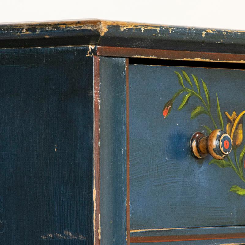 Late 19th Century Antique Original Blue Painted Chest of Drawers from Sweden 1