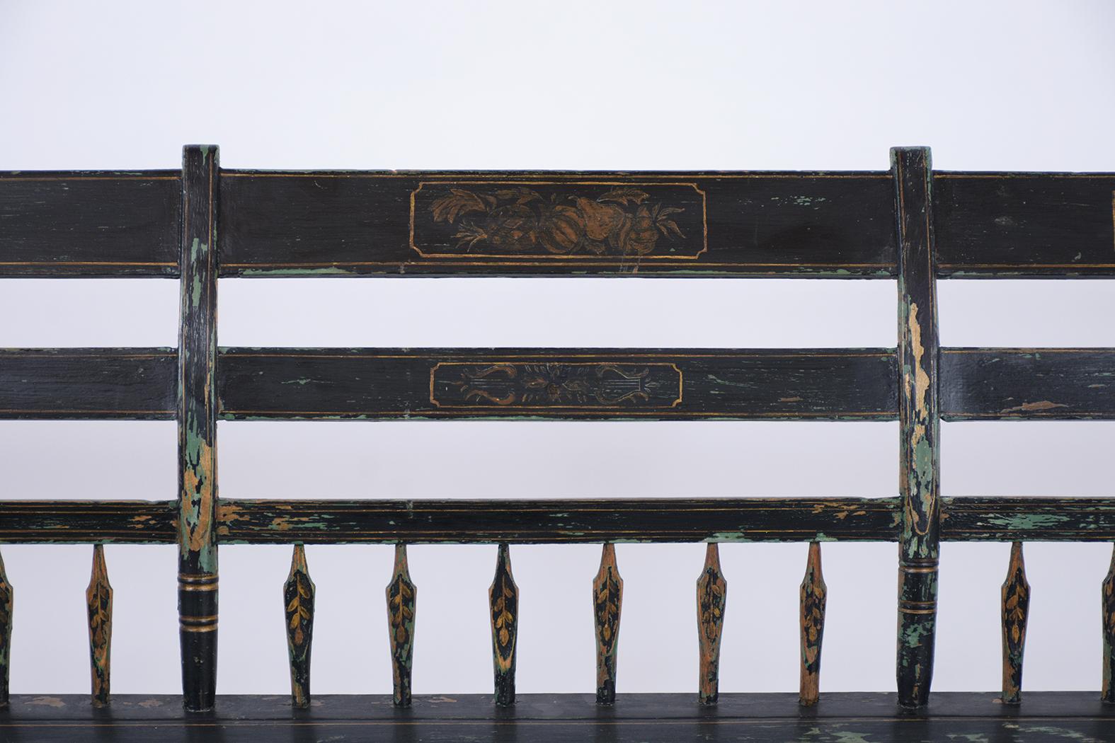 American Classical Late 19th Century Painted Bench