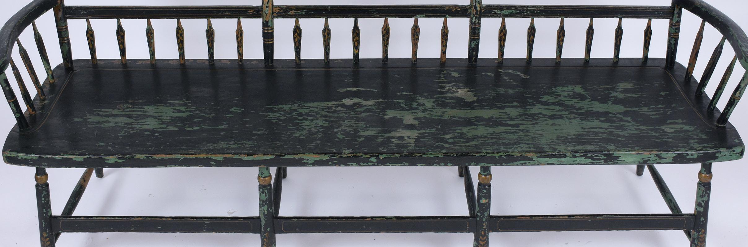 Carved Late 19th Century Painted Bench