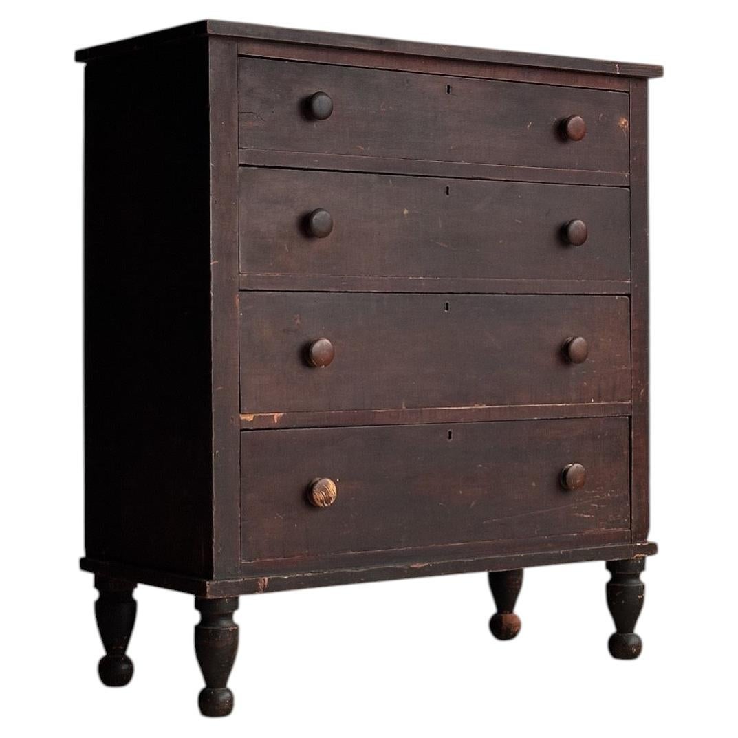 Late 19th Century Antique Painted Pine Chest of Drawers, Original Surface