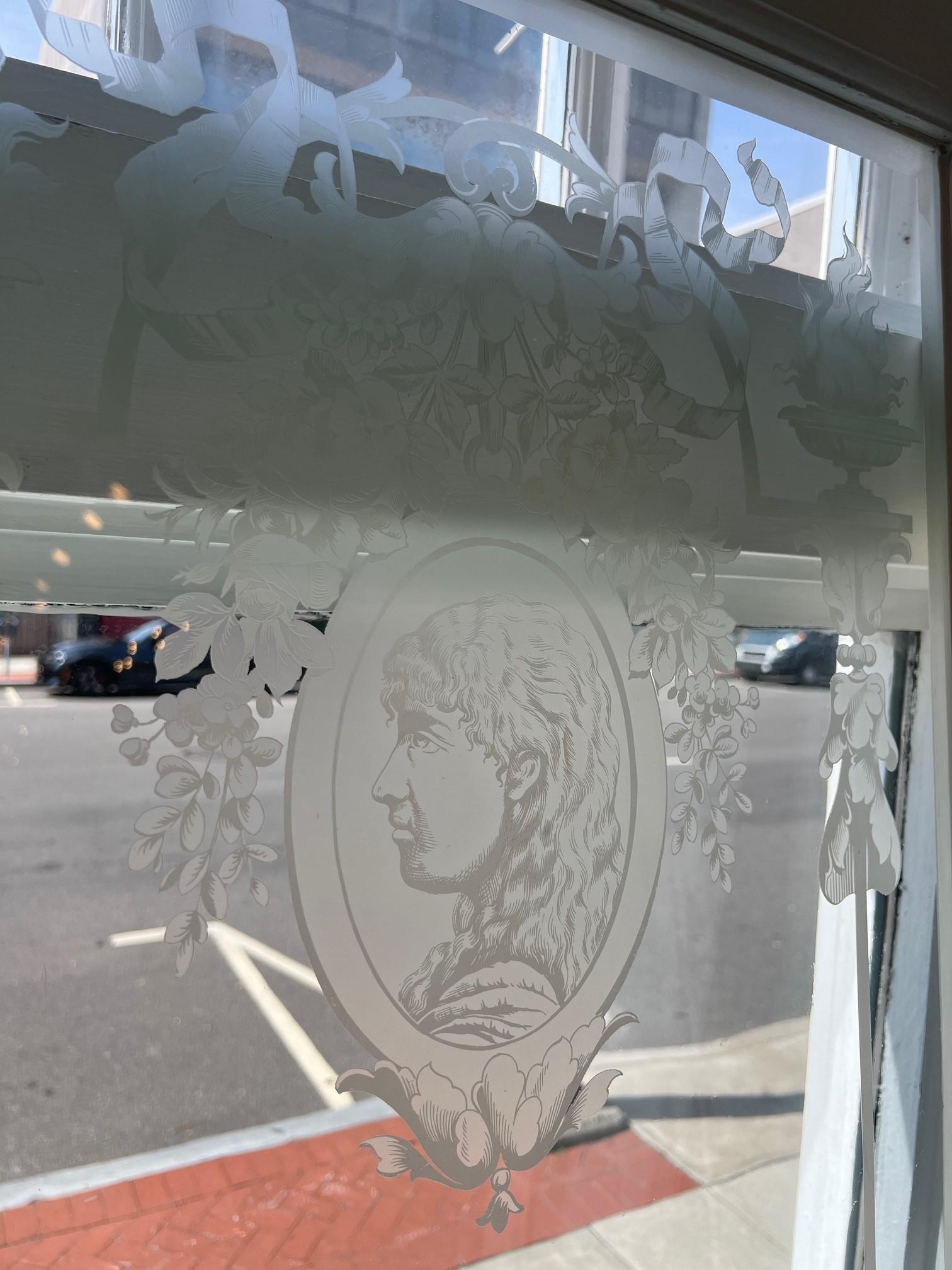 Late 19th Century Antique Pair of Acid Etched Glass Doors, Paris France For Sale 9