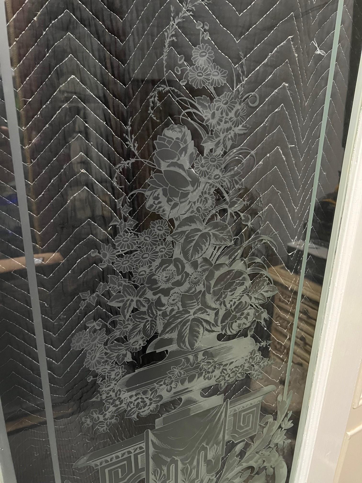 Late 19th Century Antique Pair of Acid Etched Glass Doors, Paris France For Sale 10