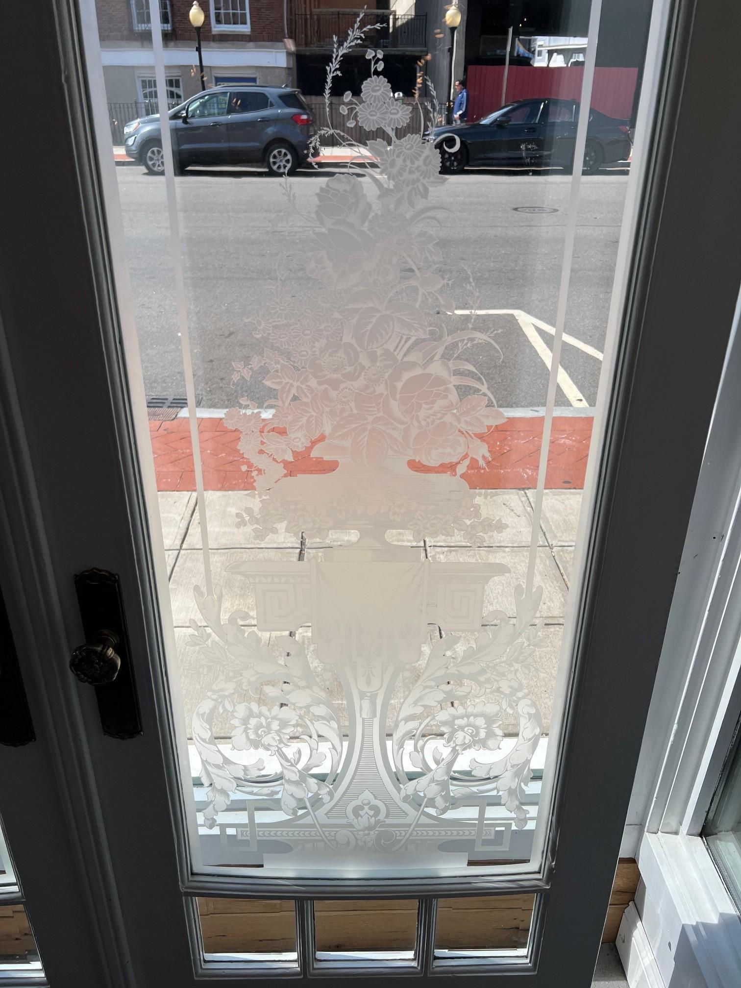 Late 19th Century Antique Pair of Acid Etched Glass Doors, Paris France In Good Condition For Sale In Stamford, CT