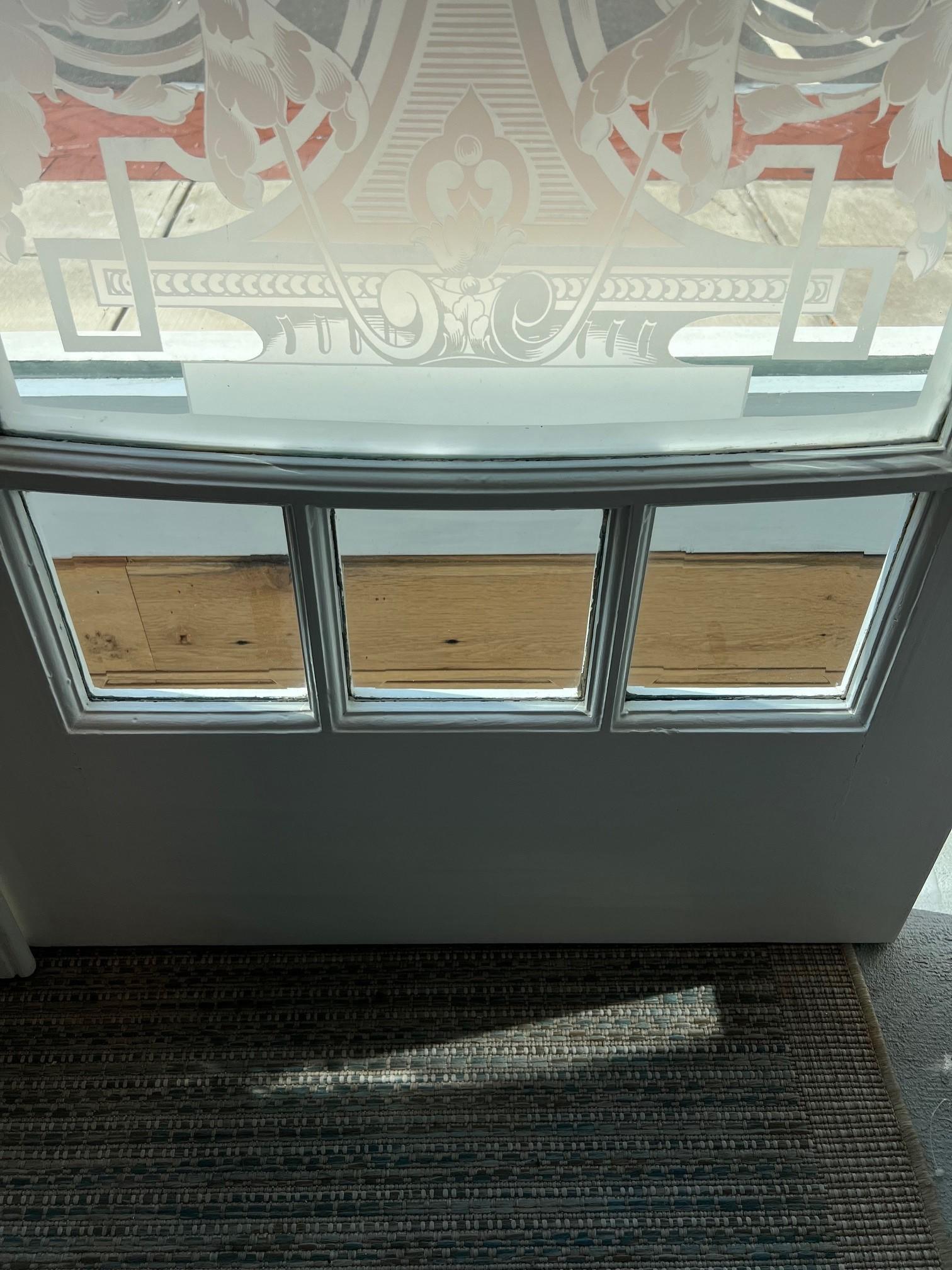 Late 19th Century Antique Pair of Acid Etched Glass Doors, Paris France For Sale 1
