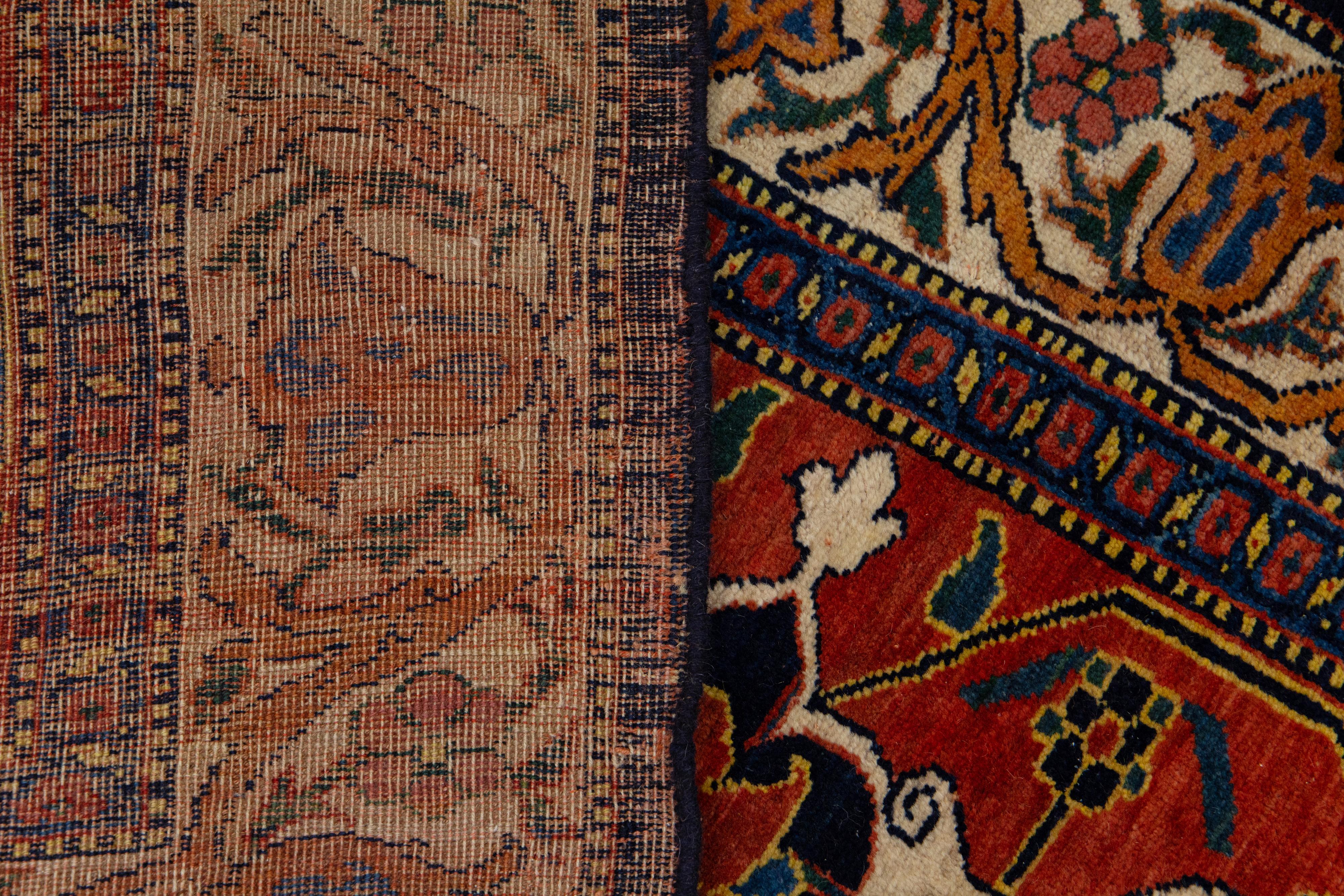 Late 19th Century Antique Palace Size Blue Bidjar Wool Rug For Sale 5