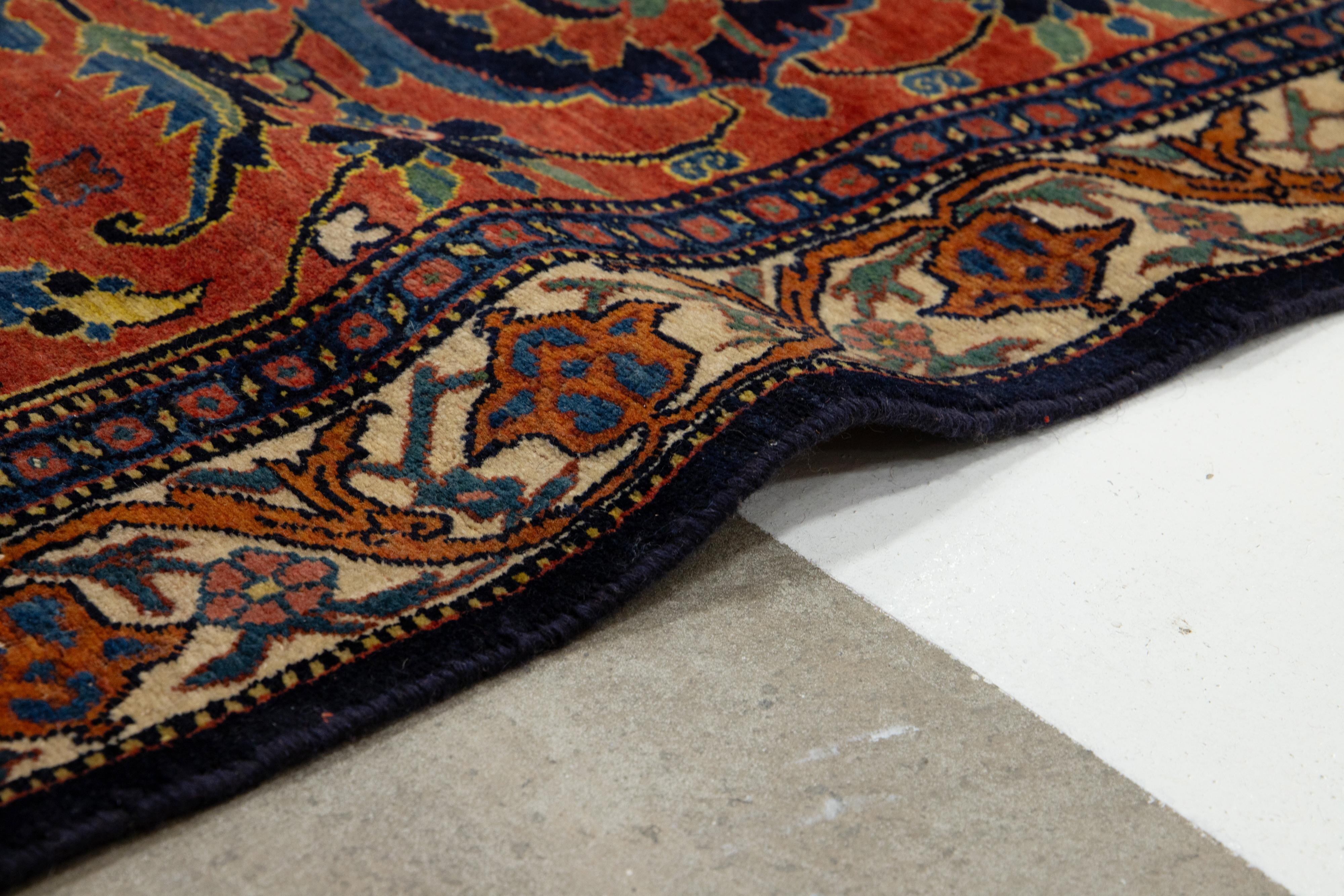 Late 19th Century Antique Palace Size Blue Bidjar Wool Rug For Sale 6