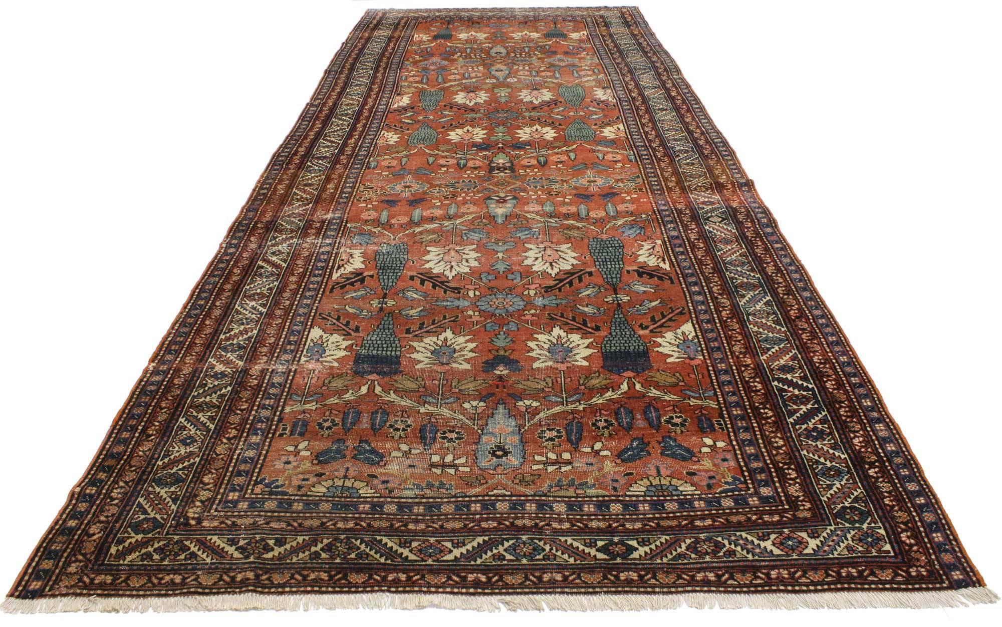 Late 19th Century Antique Persian Bakshaish Gallery Rug with Arts & Crafts Style For Sale 5