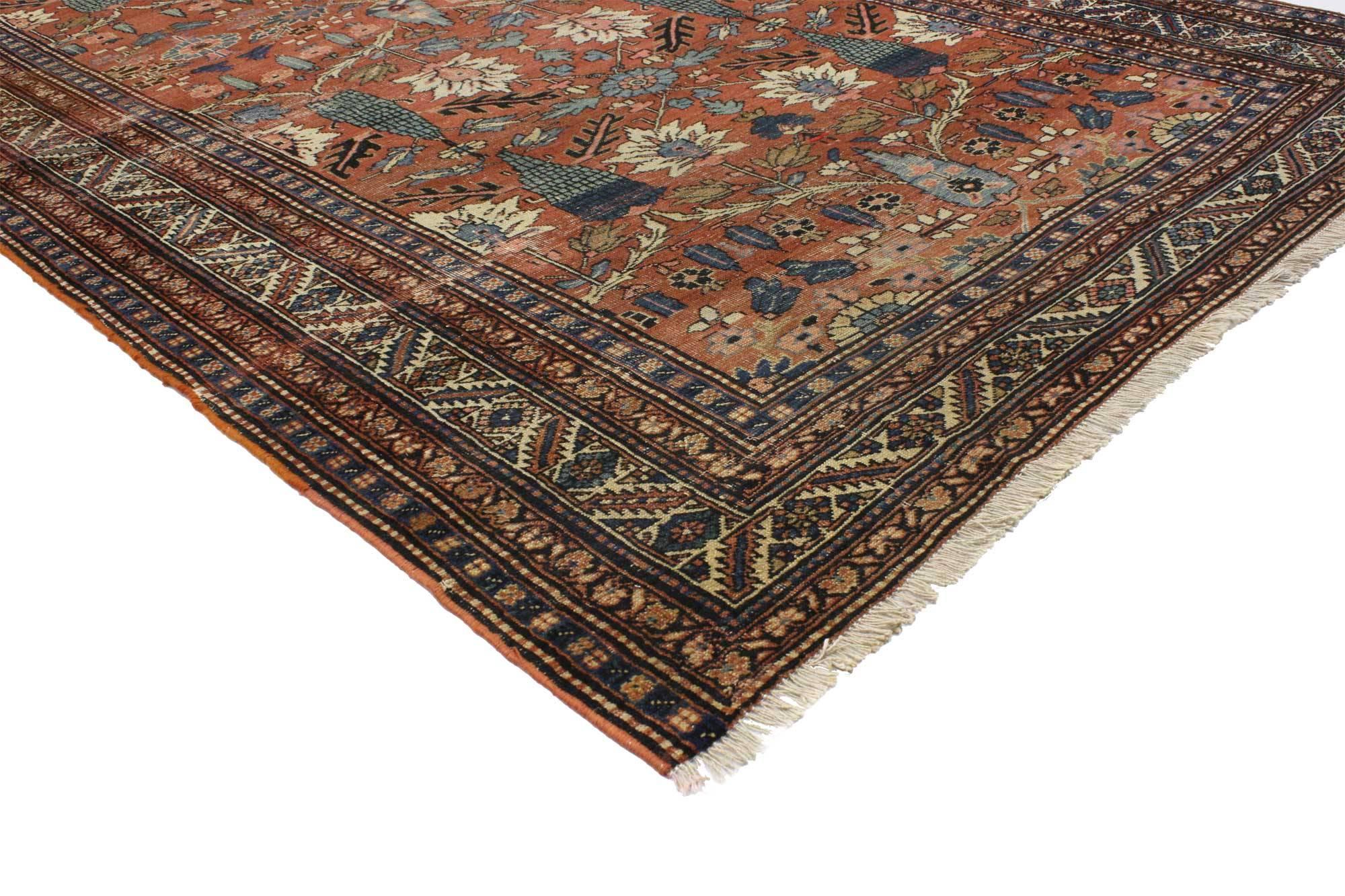 Late 19th Century Antique Persian Bakshaish Gallery Rug with Arts & Crafts Style For Sale 4
