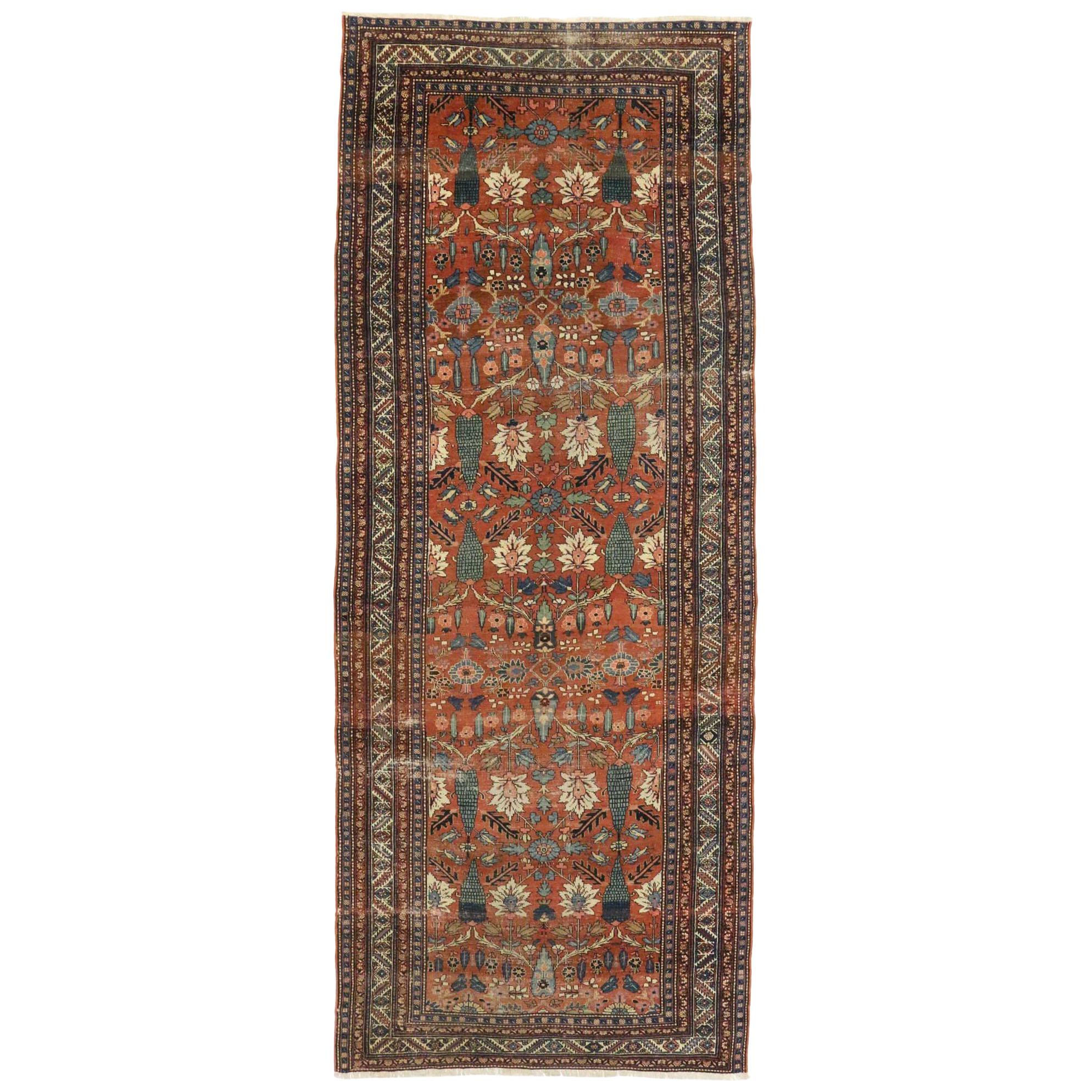 Late 19th Century Antique Persian Bakshaish Gallery Rug with Arts & Crafts Style For Sale