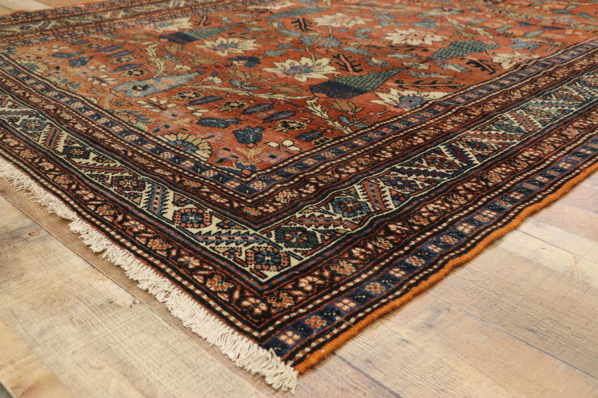 Late 19th Century Antique Persian Bakshaish Gallery Rug with Arts & Crafts Style For Sale 1