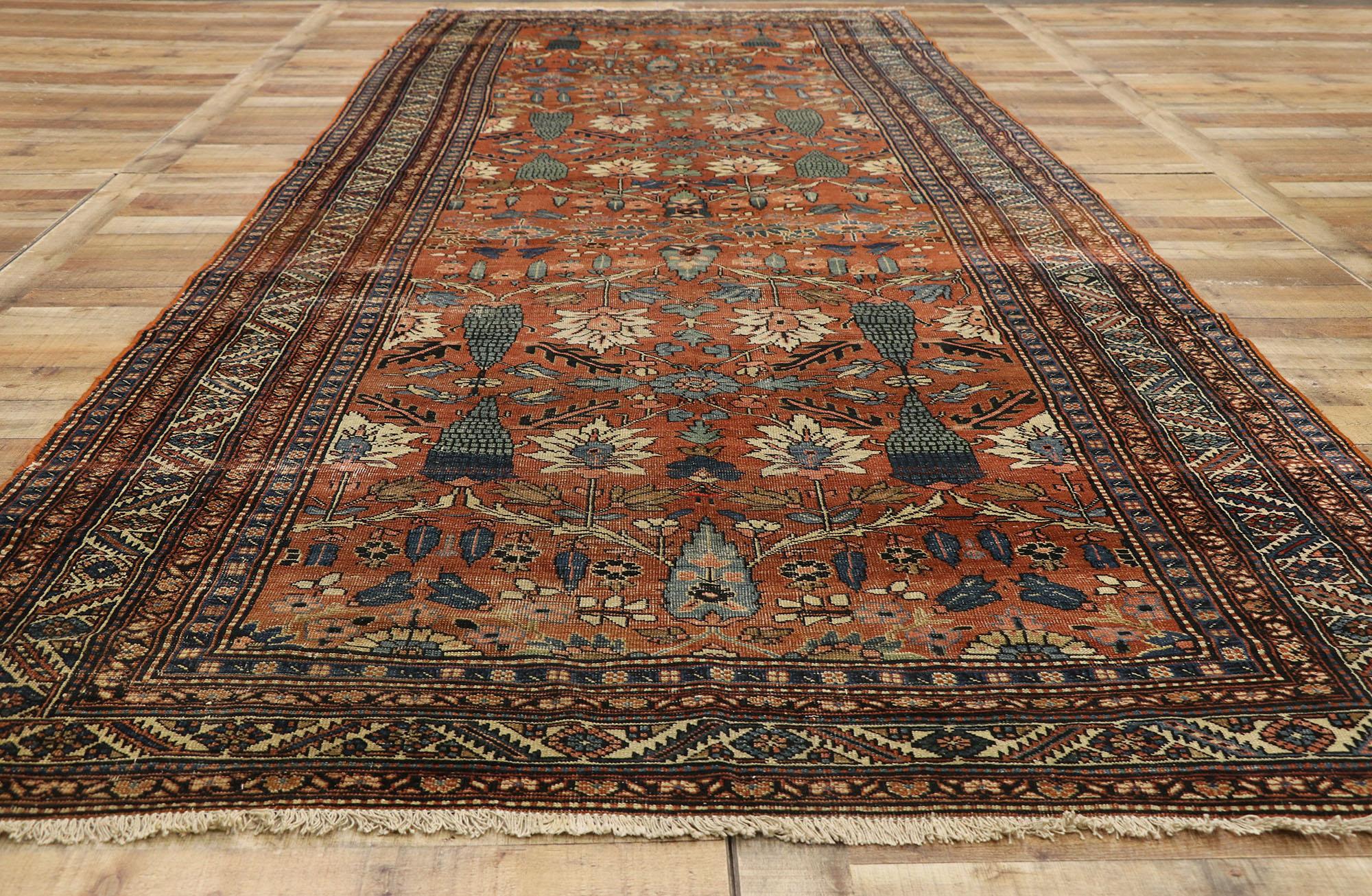 Late 19th Century Antique Persian Bakshaish Gallery Rug with Arts & Crafts Style For Sale 2