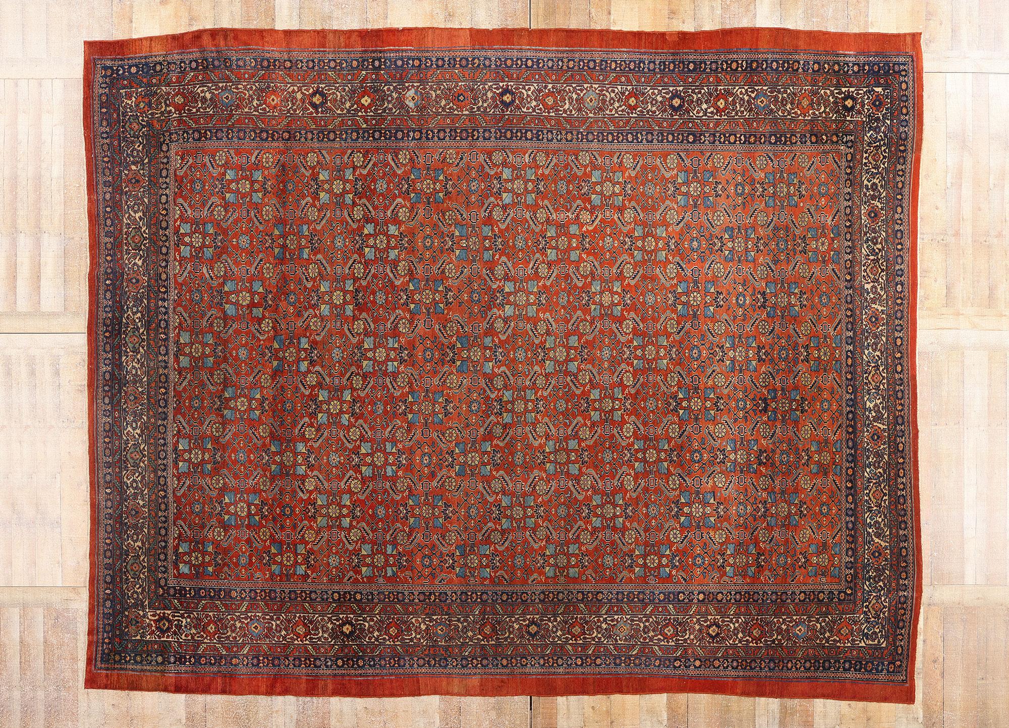 Fin du 19e siècle Tapis Bibikabad persan ancien de style Modernity en vente 2