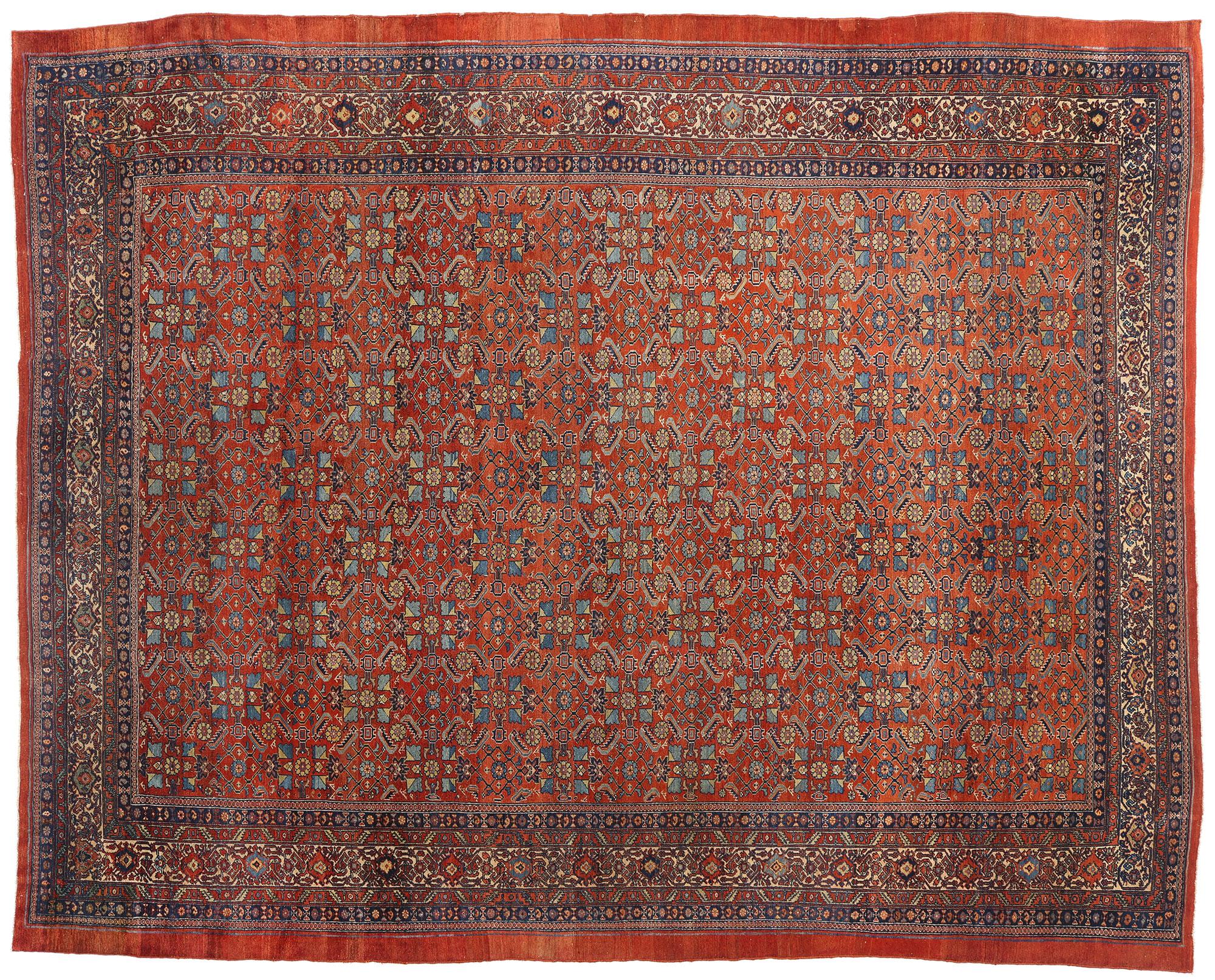 Fin du 19e siècle Tapis Bibikabad persan ancien de style Modernity en vente 3