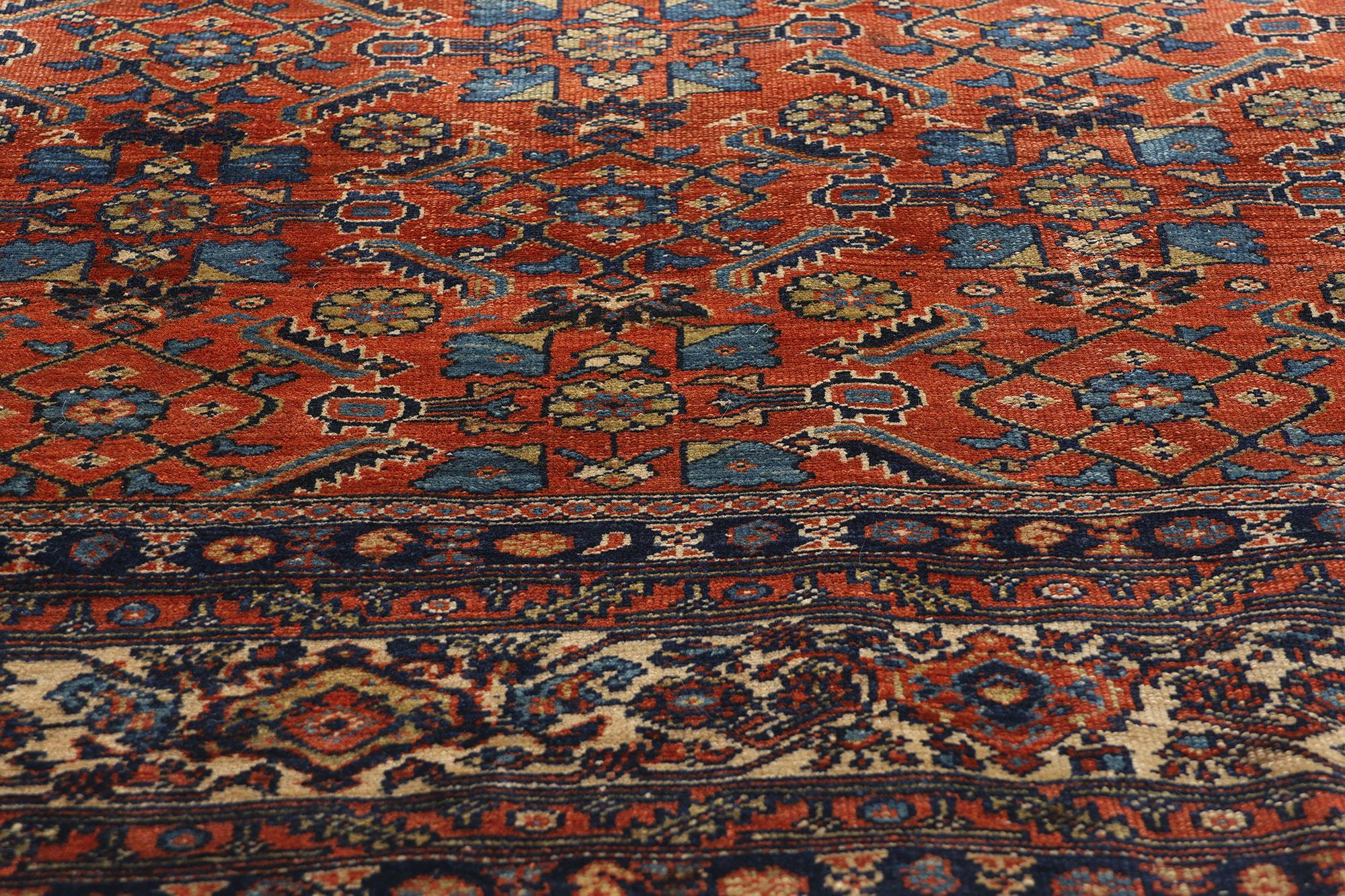 Noué à la main Fin du 19e siècle Tapis Bibikabad persan ancien de style Modernity en vente
