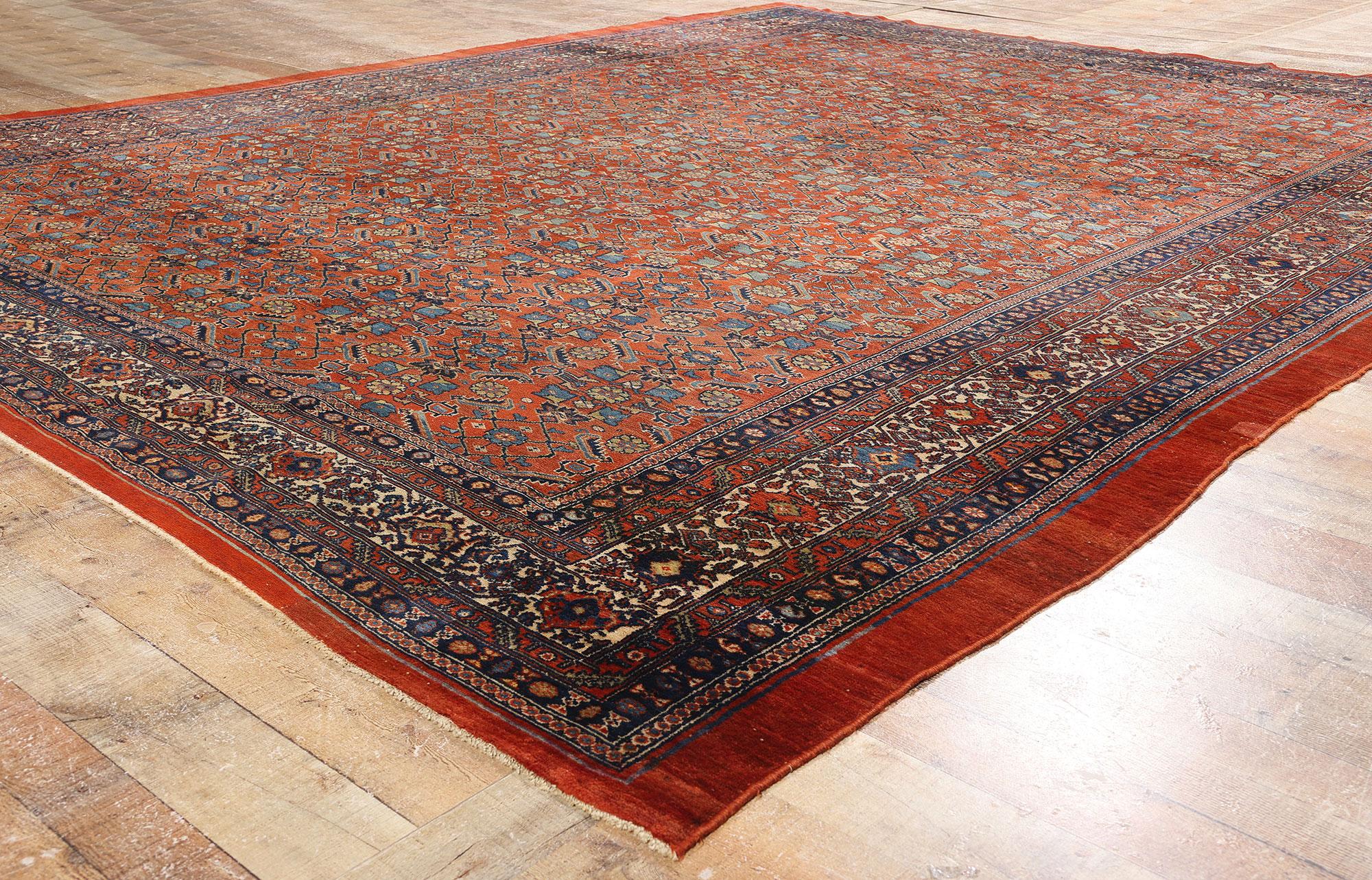 Laine Fin du 19e siècle Tapis Bibikabad persan ancien de style Modernity en vente