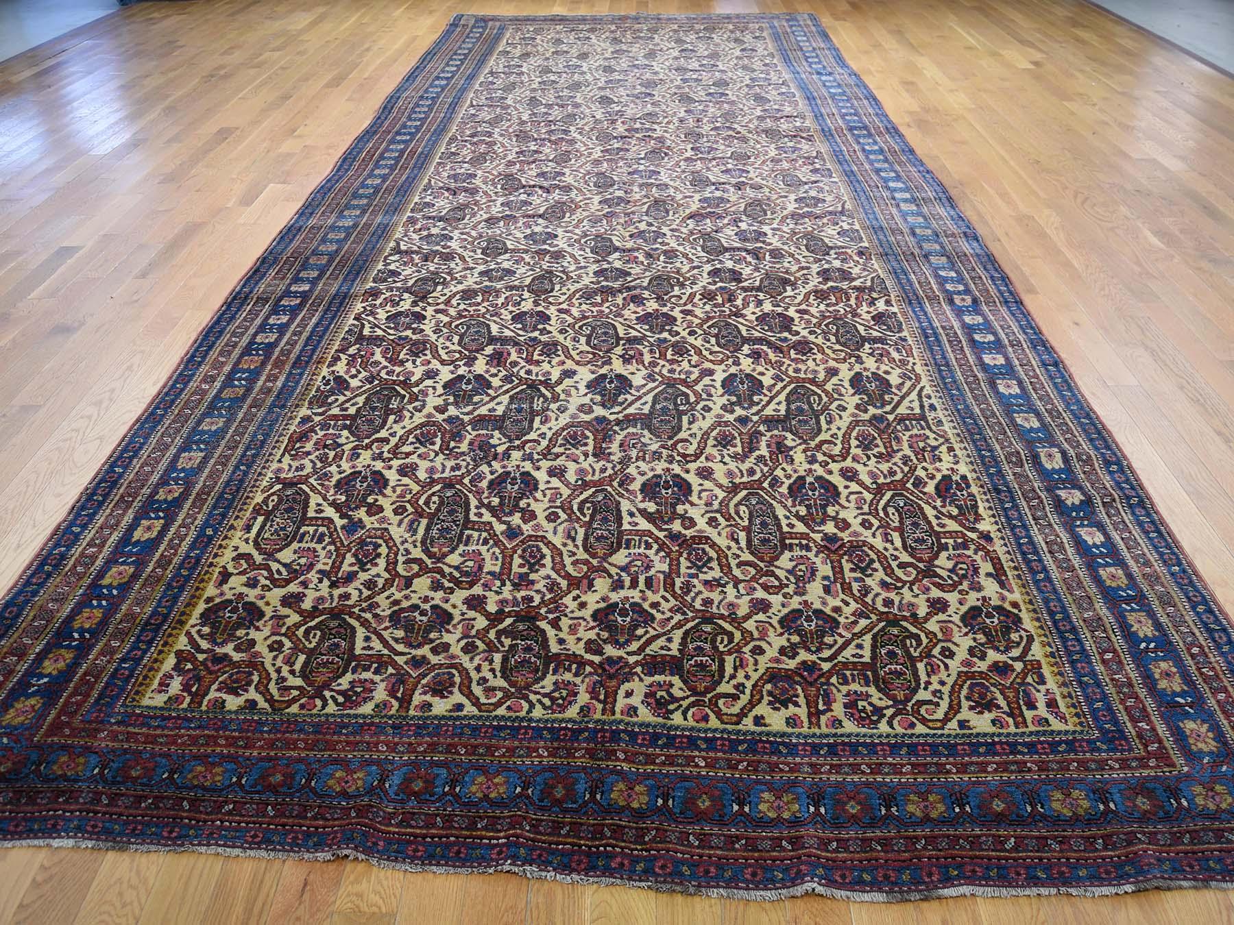 Tribal Late 19th Century Antique Persian Bidjar Gallery Size Runner Rug For Sale