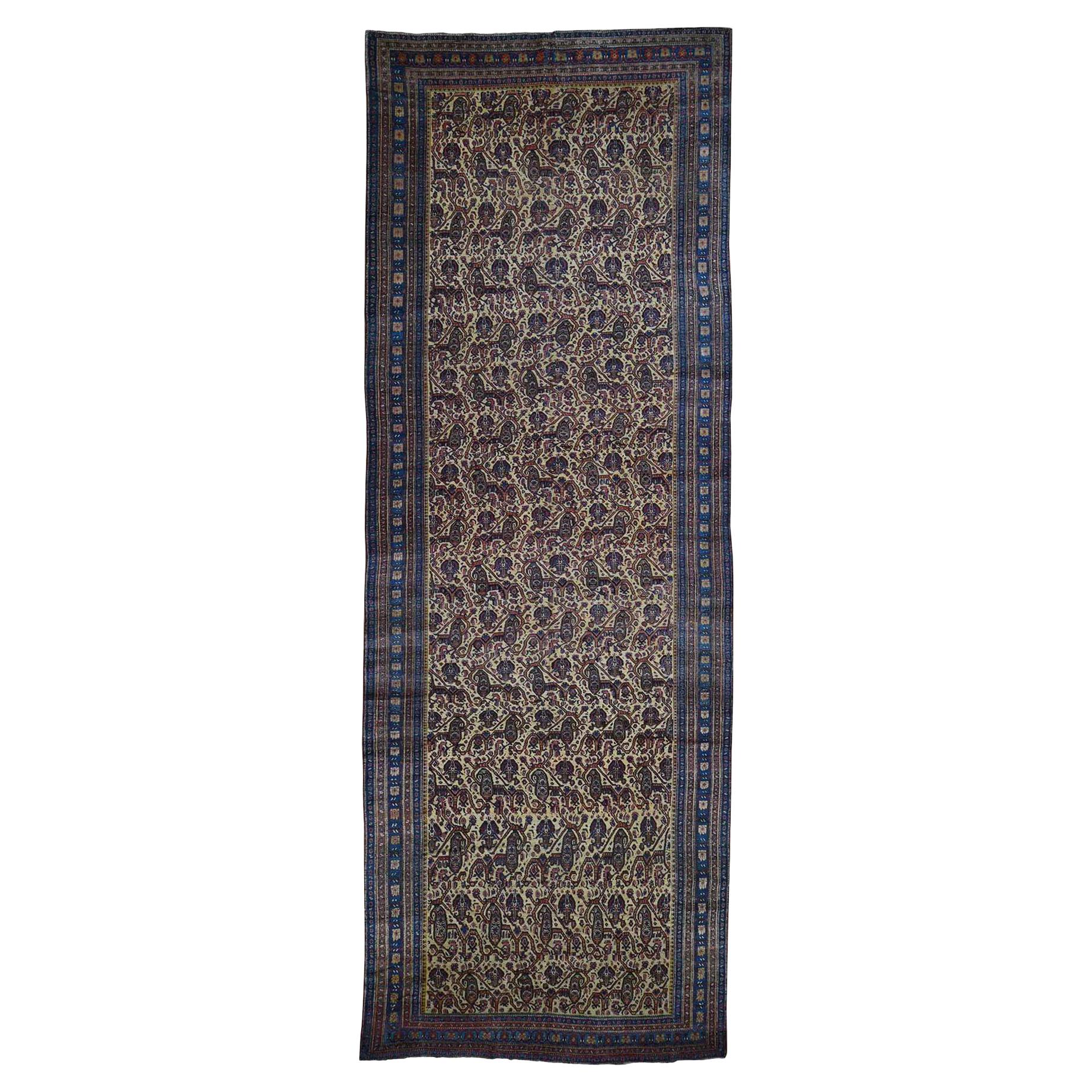 Late 19th Century Antique Persian Bidjar Gallery Size Runner Rug For Sale