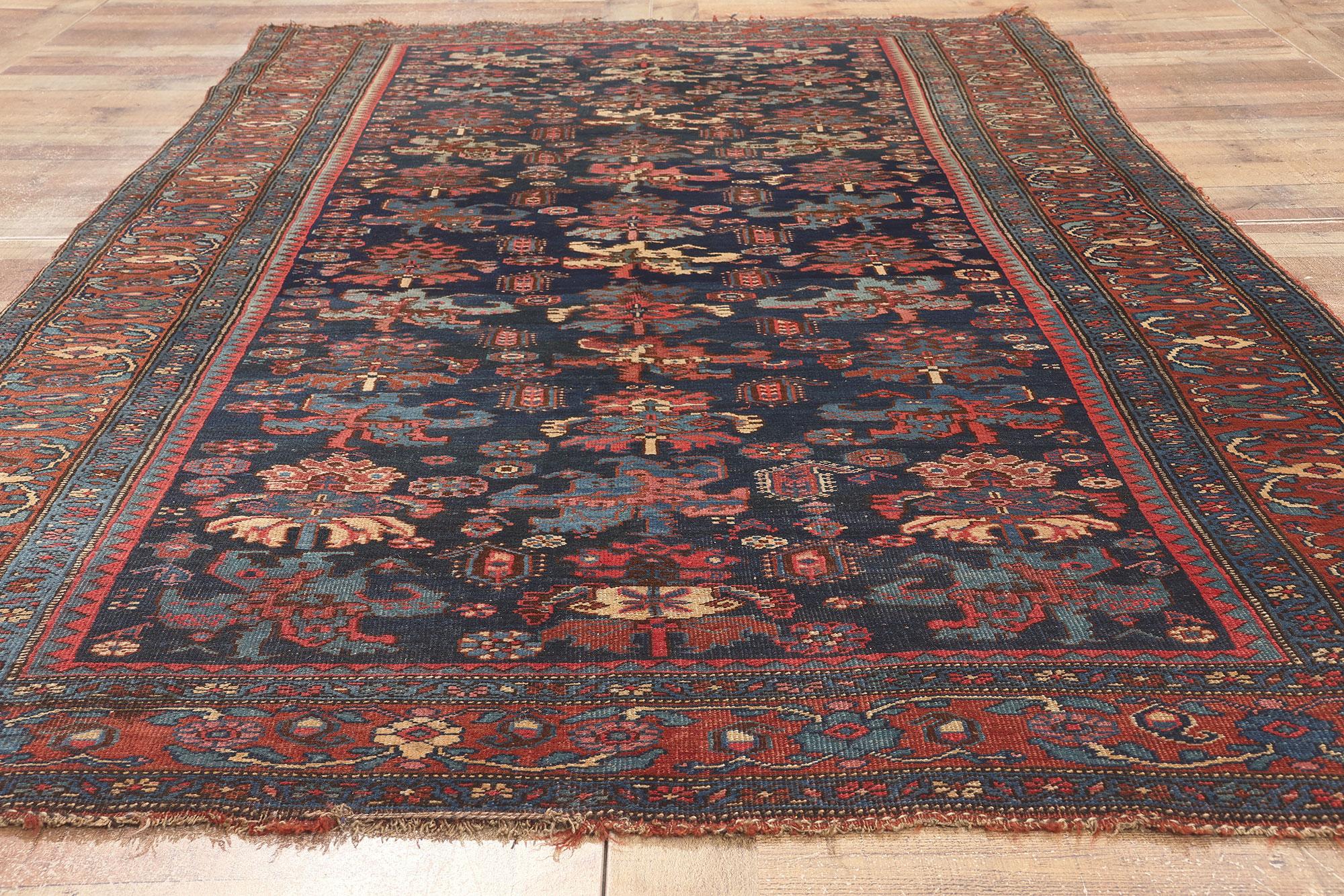 19th Century 1880s Antique Persian Bijar Rug, Timelessly Classic Meets Decidedly Dapper For Sale