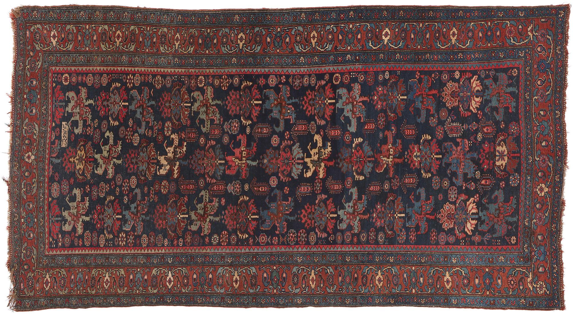 1880s Antique Persian Bijar Rug, Timelessly Classic Meets Decidedly Dapper For Sale 1