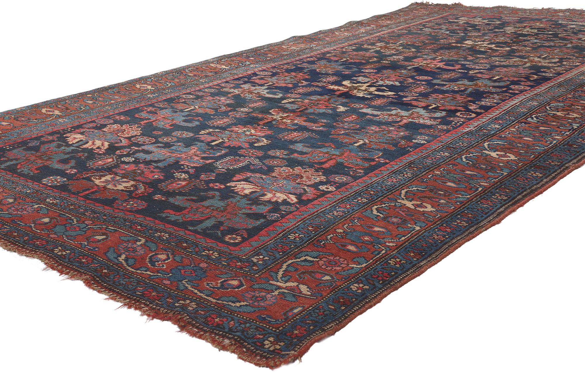 76771 Antique Persian Bijar Rug, 05'03 x 09'07.
Timelessly classic meets decidedly dapper in this antique Persian Bijar rug. The geometric masculine design and moody hues woven into this piece work together creating a relaxed yet sophisticated