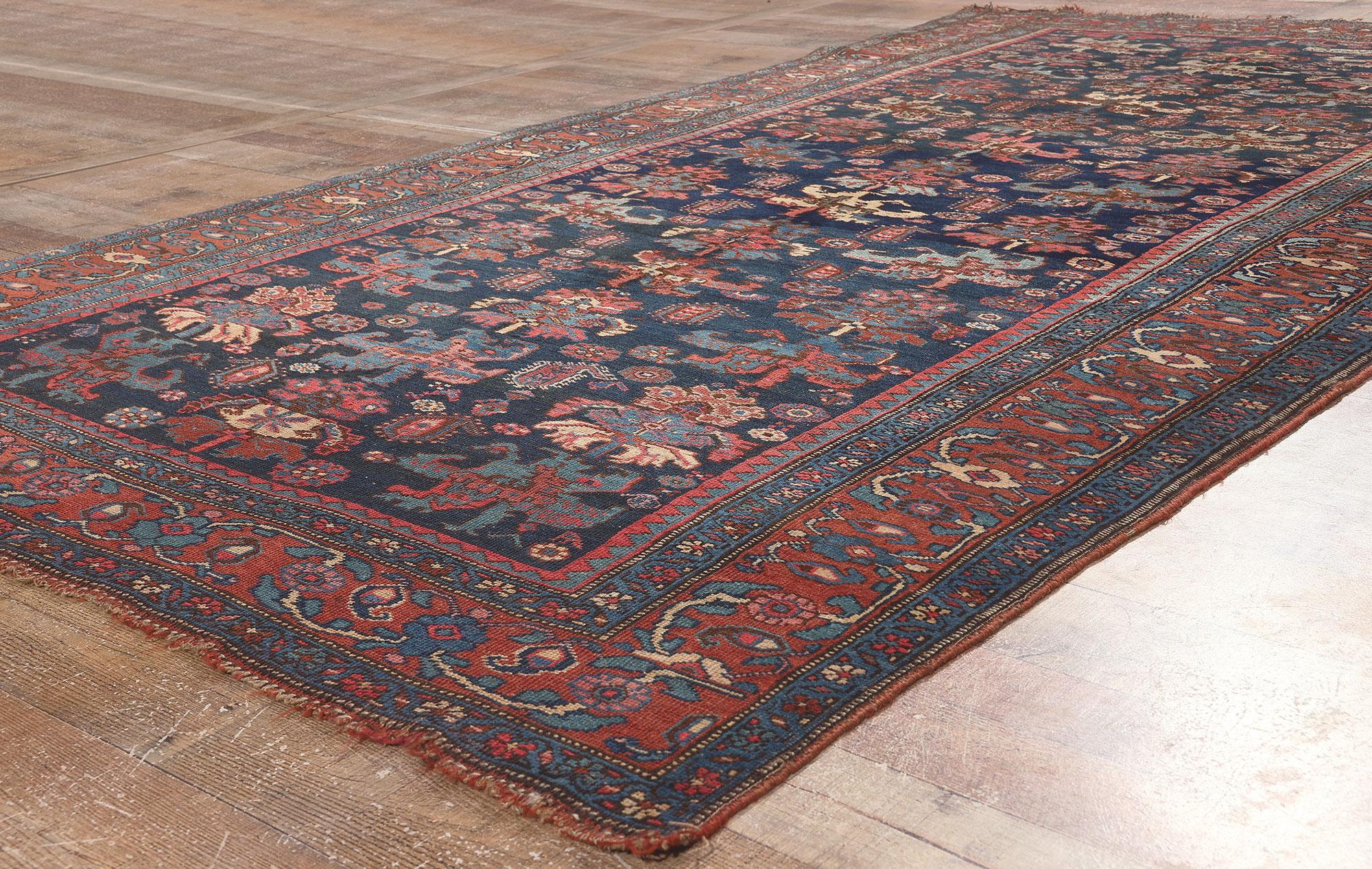 1880s Antique Persian Bijar Rug, Timelessly Classic Meets Decidedly Dapper In Good Condition For Sale In Dallas, TX