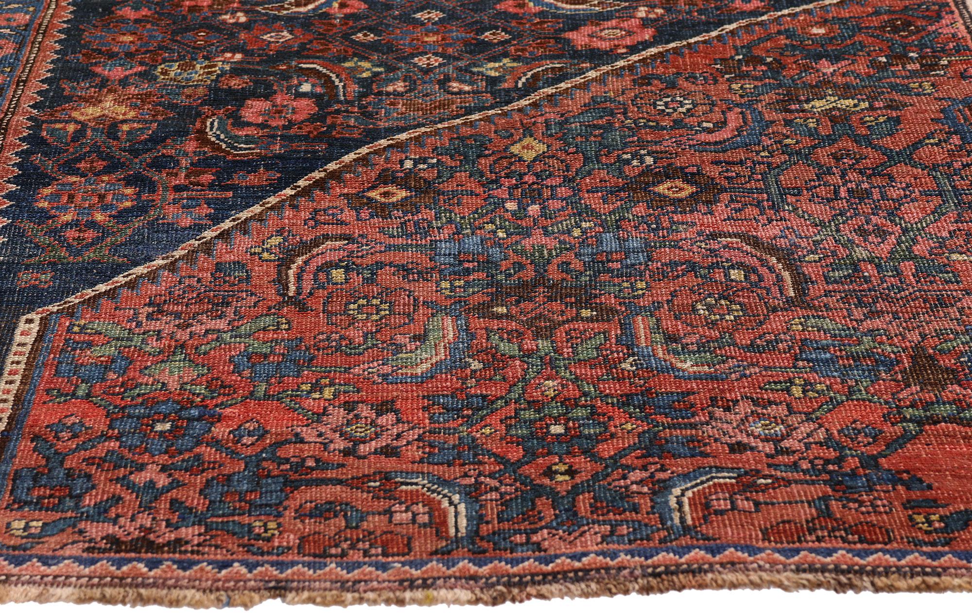 Alfombra Persa Bijar Antigua de Estilo Tradicional de Finales del Siglo XIX Anudado a mano en venta