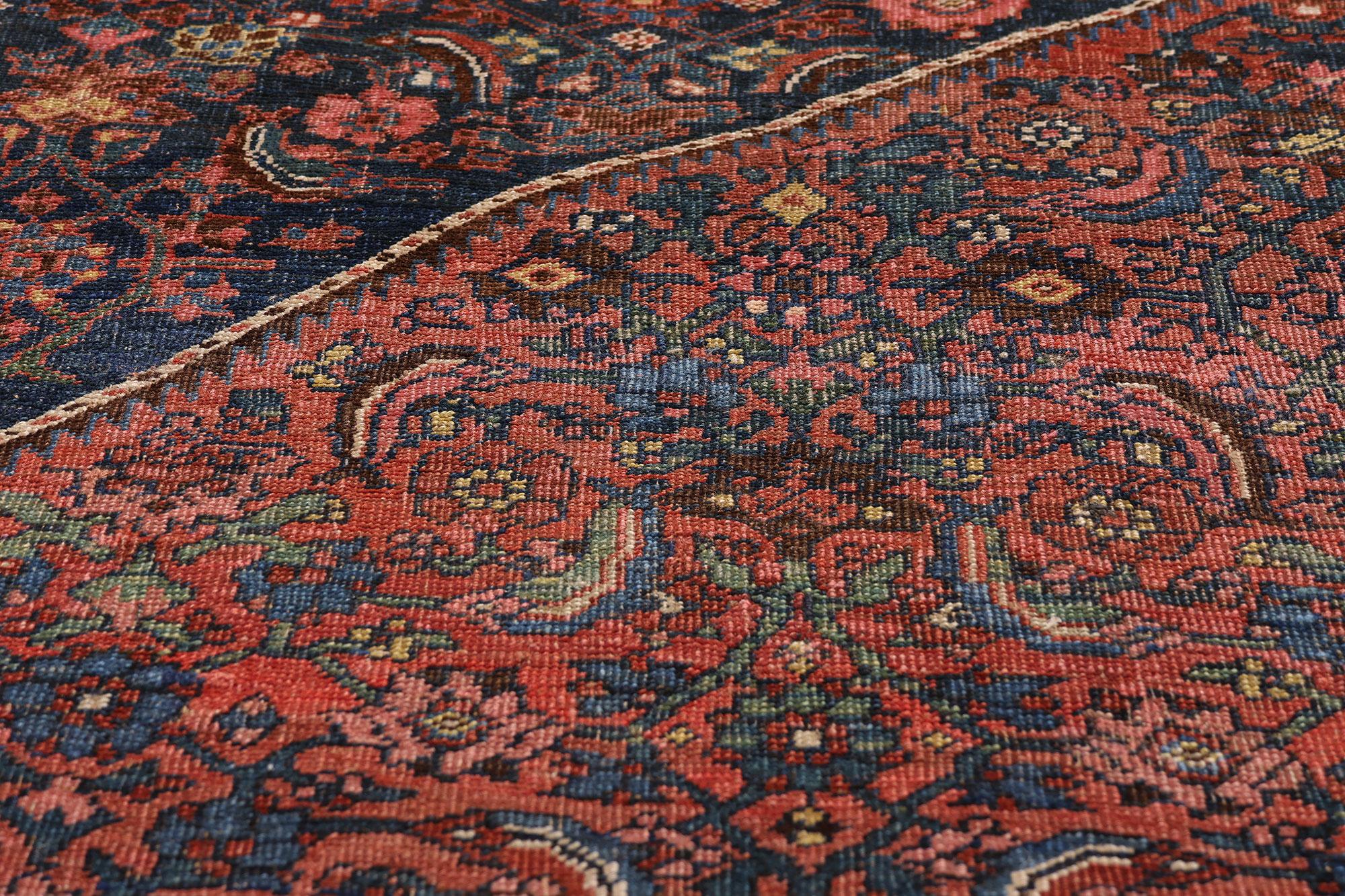 Alfombra Persa Bijar Antigua de Estilo Tradicional de Finales del Siglo XIX en Bueno estado para la venta en Dallas, TX