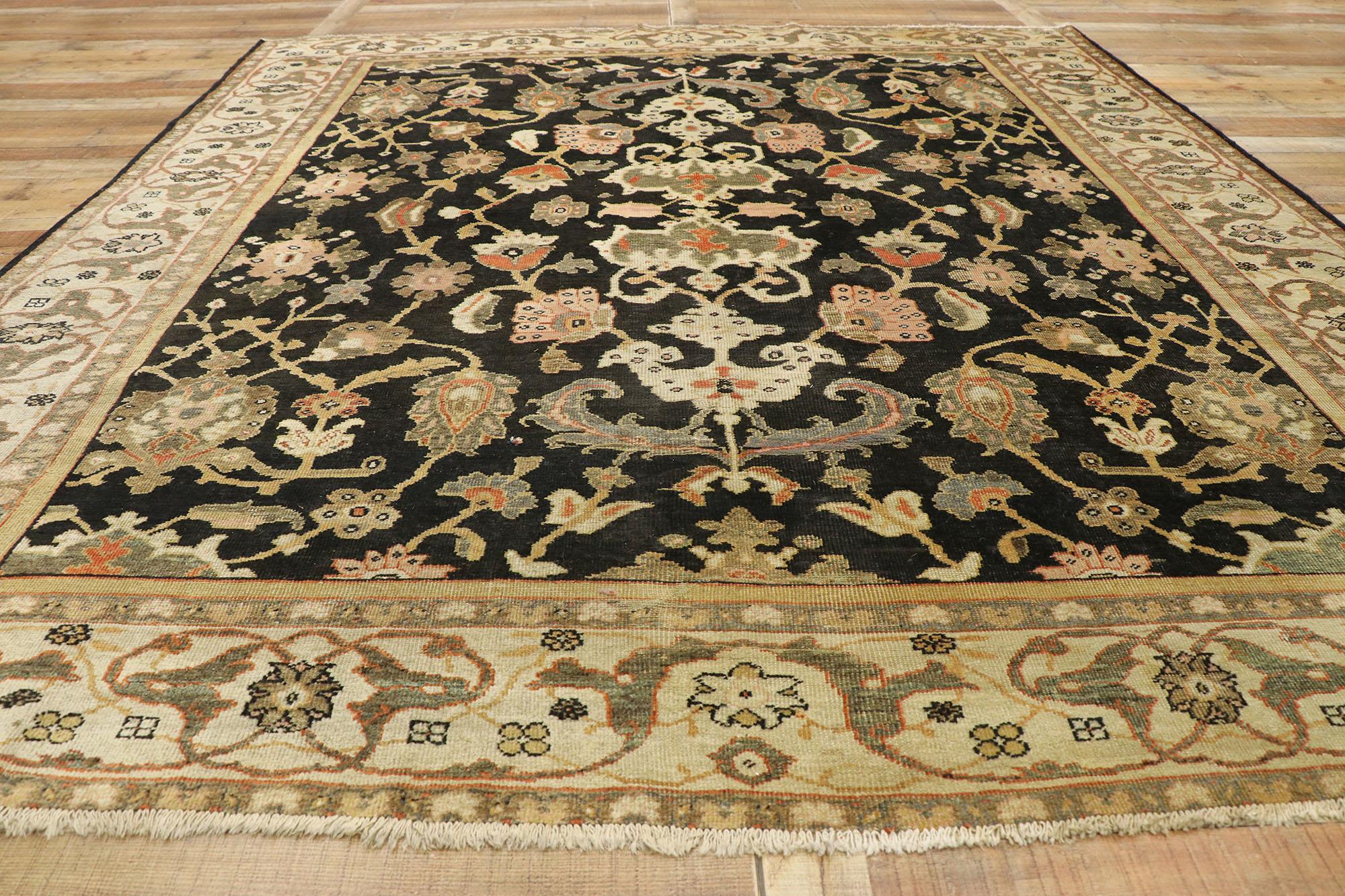 Late 19th Century Antique Persian Black Sultanabad Rug with Regal Style  For Sale 2