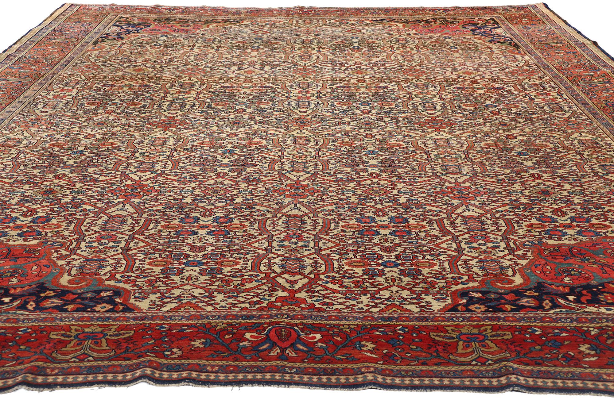 Sarouk Farahan Tappeto Farahan persiano antico della fine del XIX secolo, 08'08 x 11'04 in vendita