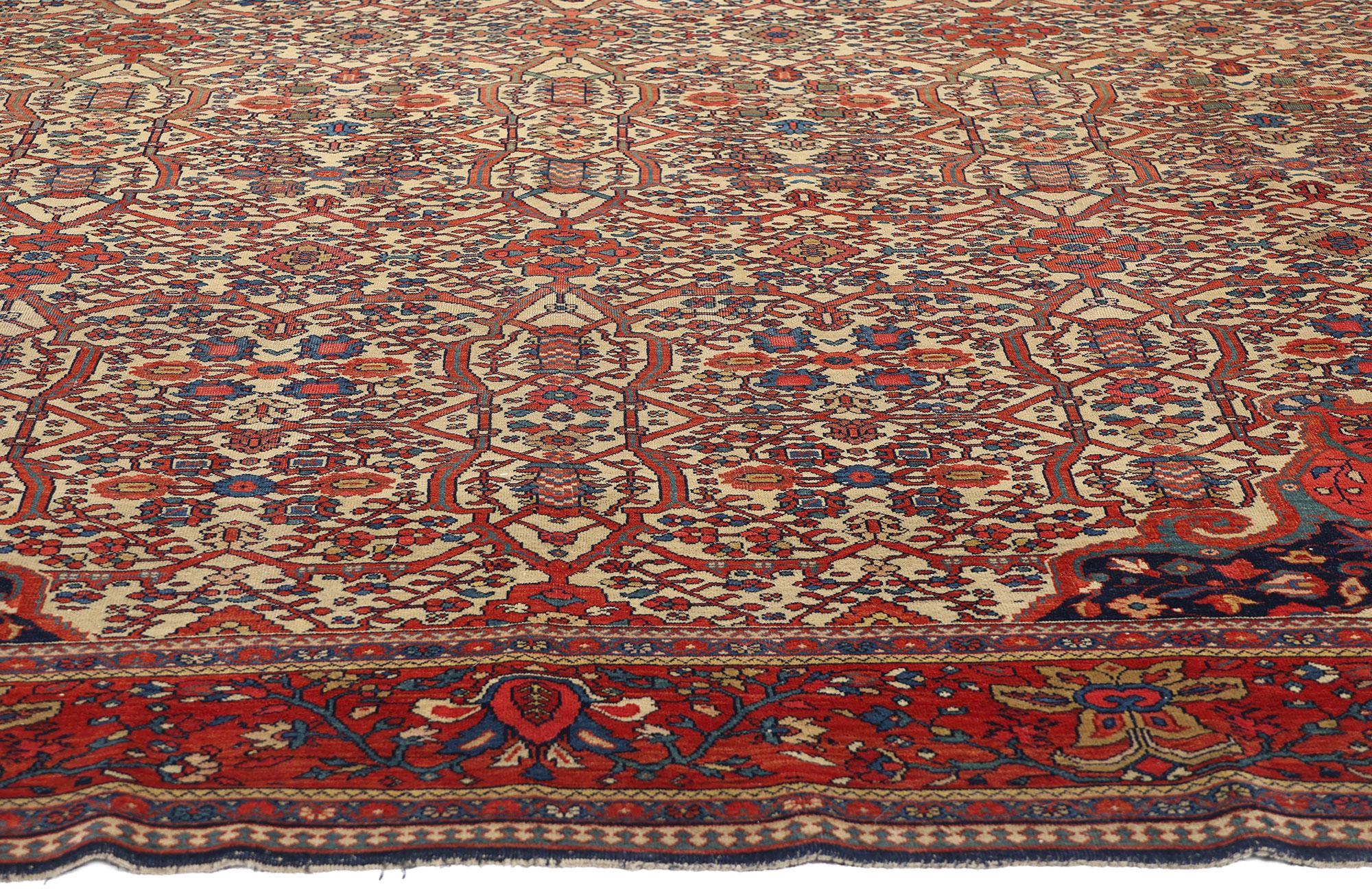 Persiano Tappeto Farahan persiano antico della fine del XIX secolo, 08'08 x 11'04 in vendita