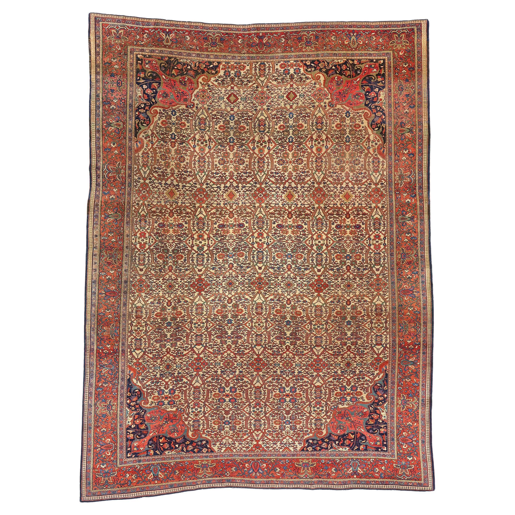Fin du 19e siècle - Tapis persan Farahan, 08'08 x 11'04