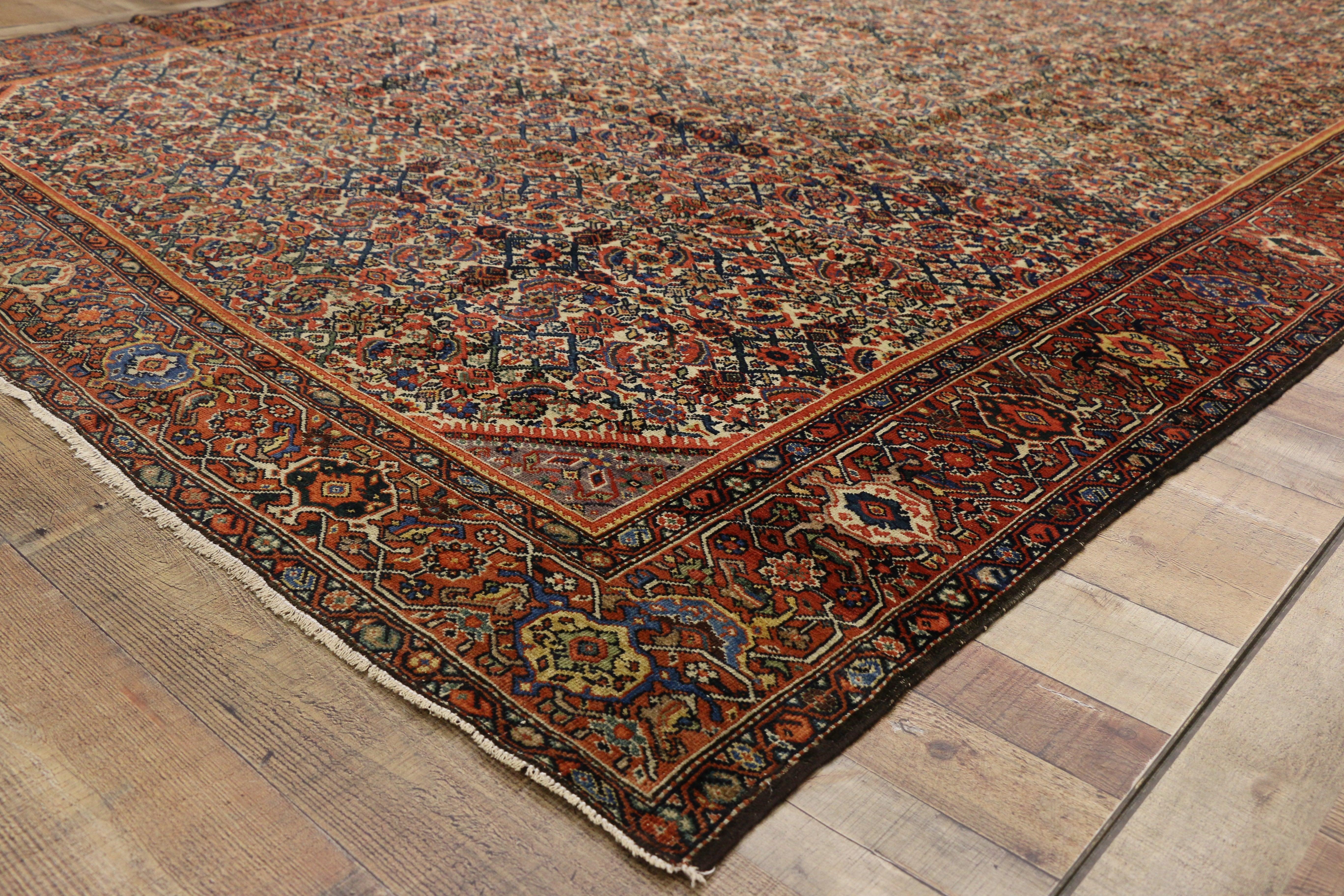 Wool Late 19th Century Antique Persian Farahan Rug For Sale