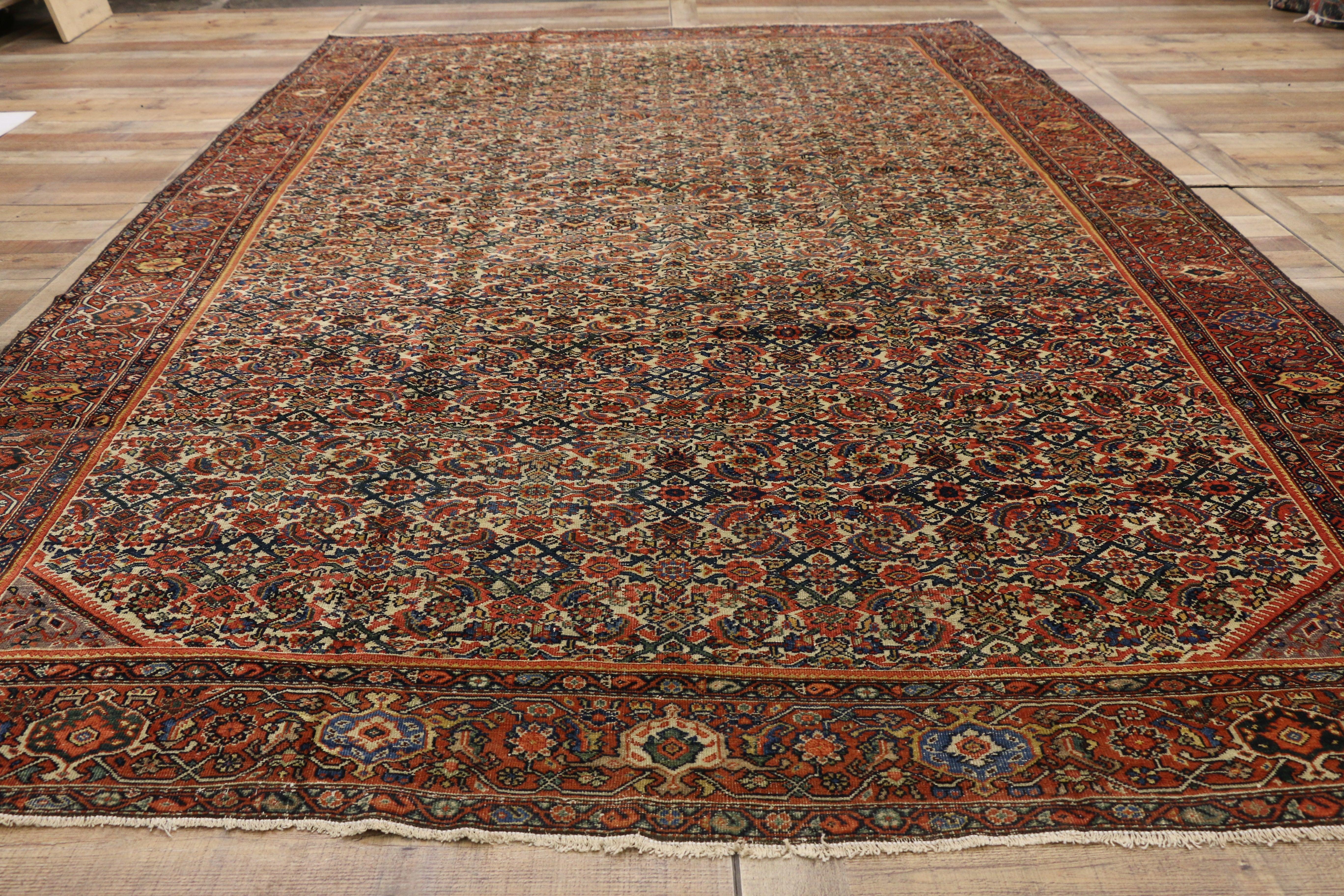 Antiker persischer Farahan-Teppich aus dem späten 19. Jahrhundert (Wolle) im Angebot