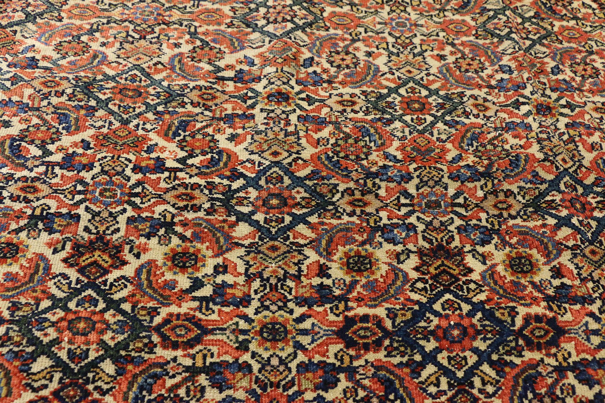 Hand-Knotted Late 19th Century Antique Persian Farahan Rug For Sale