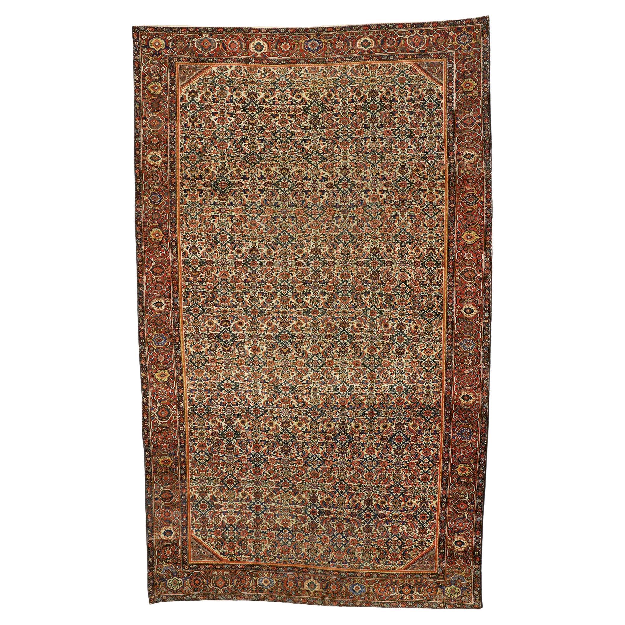 Antiker persischer Farahan-Teppich aus dem späten 19. Jahrhundert