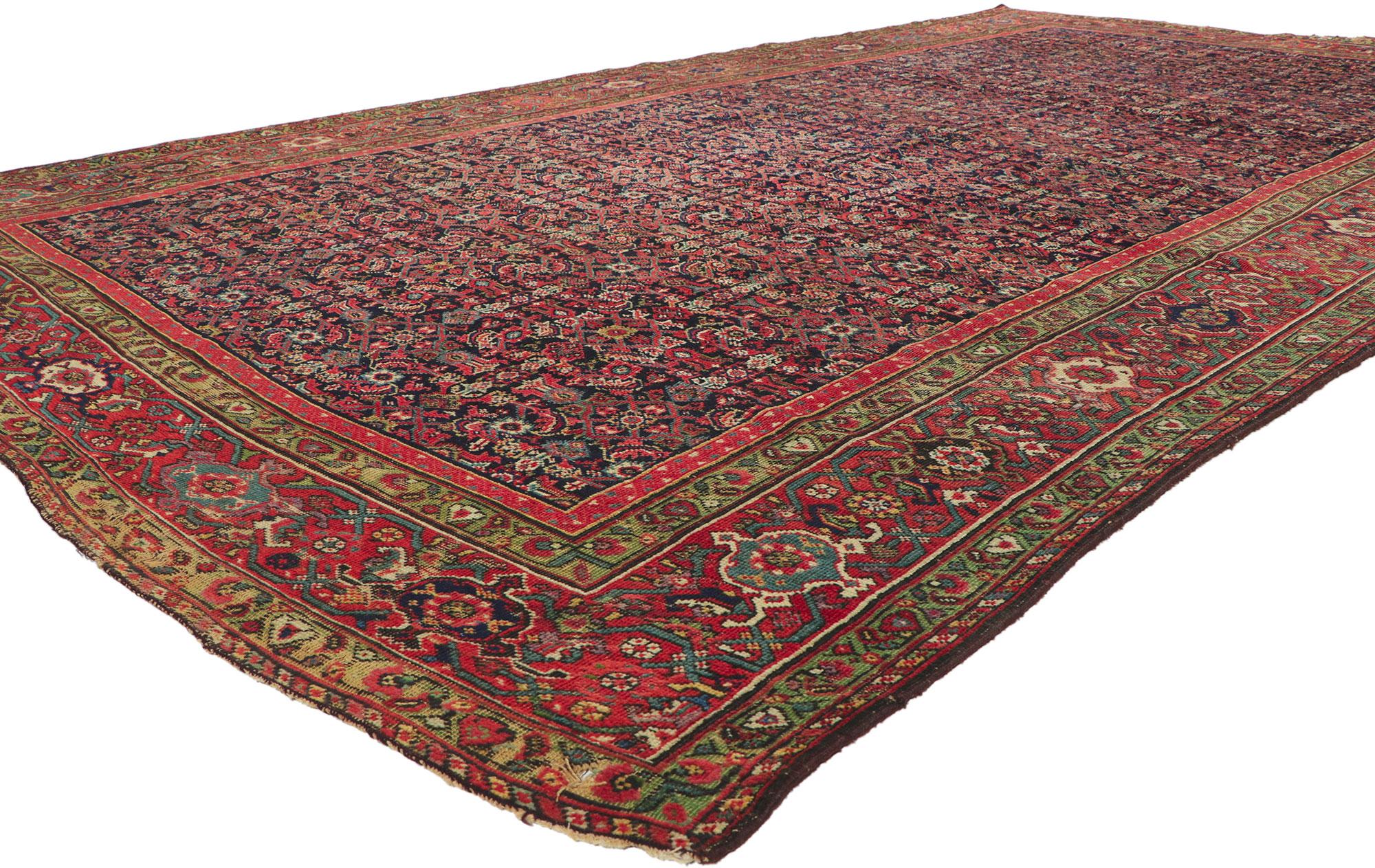 76803 Late 19th Century Antique Persian Farahan Rug with Modern Style, Persian Gallery Rug 06'11 x 13'01. Sophisticated and full of character, this late 19th century antique Persian Farahan rug combines traditional character with modern style. With