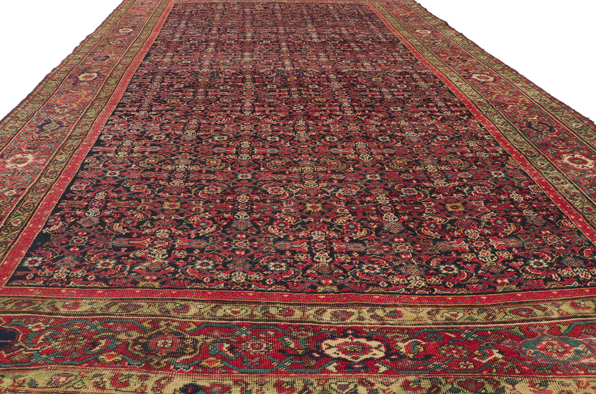 Hand-Knotted Late 19th Century Antique Persian Farahan Gallery Rug For Sale