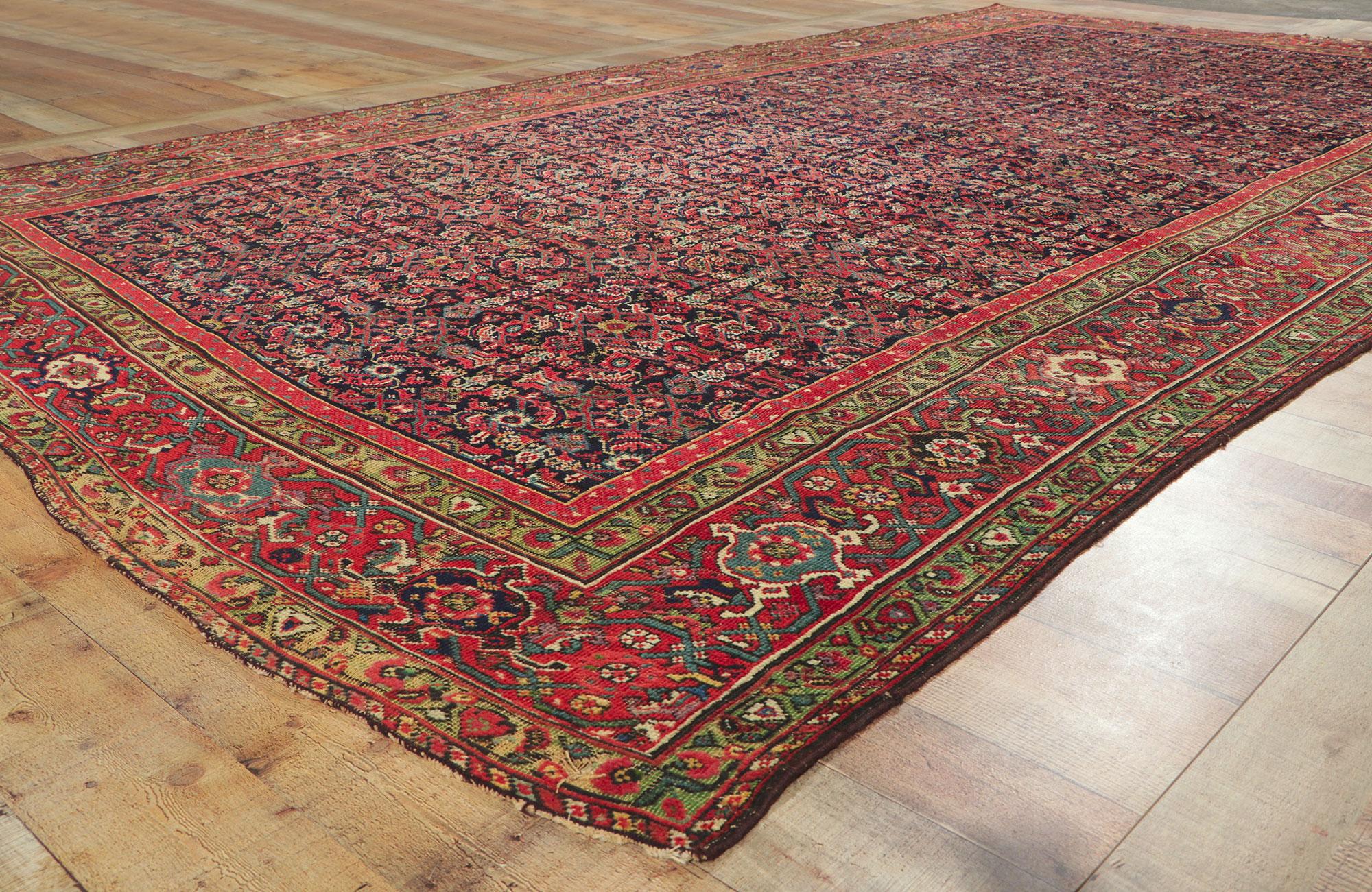 Wool Late 19th Century Antique Persian Farahan Gallery Rug For Sale