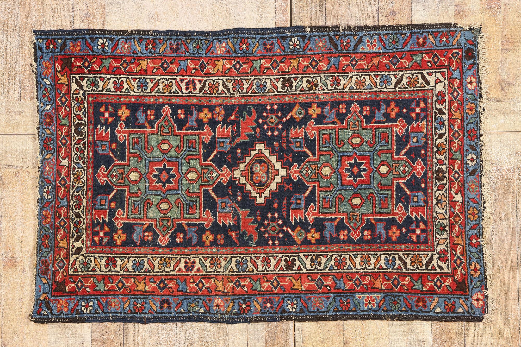 Late 19th Century Antique Persian Karaja Heriz Rug with Modern Style For Sale 4