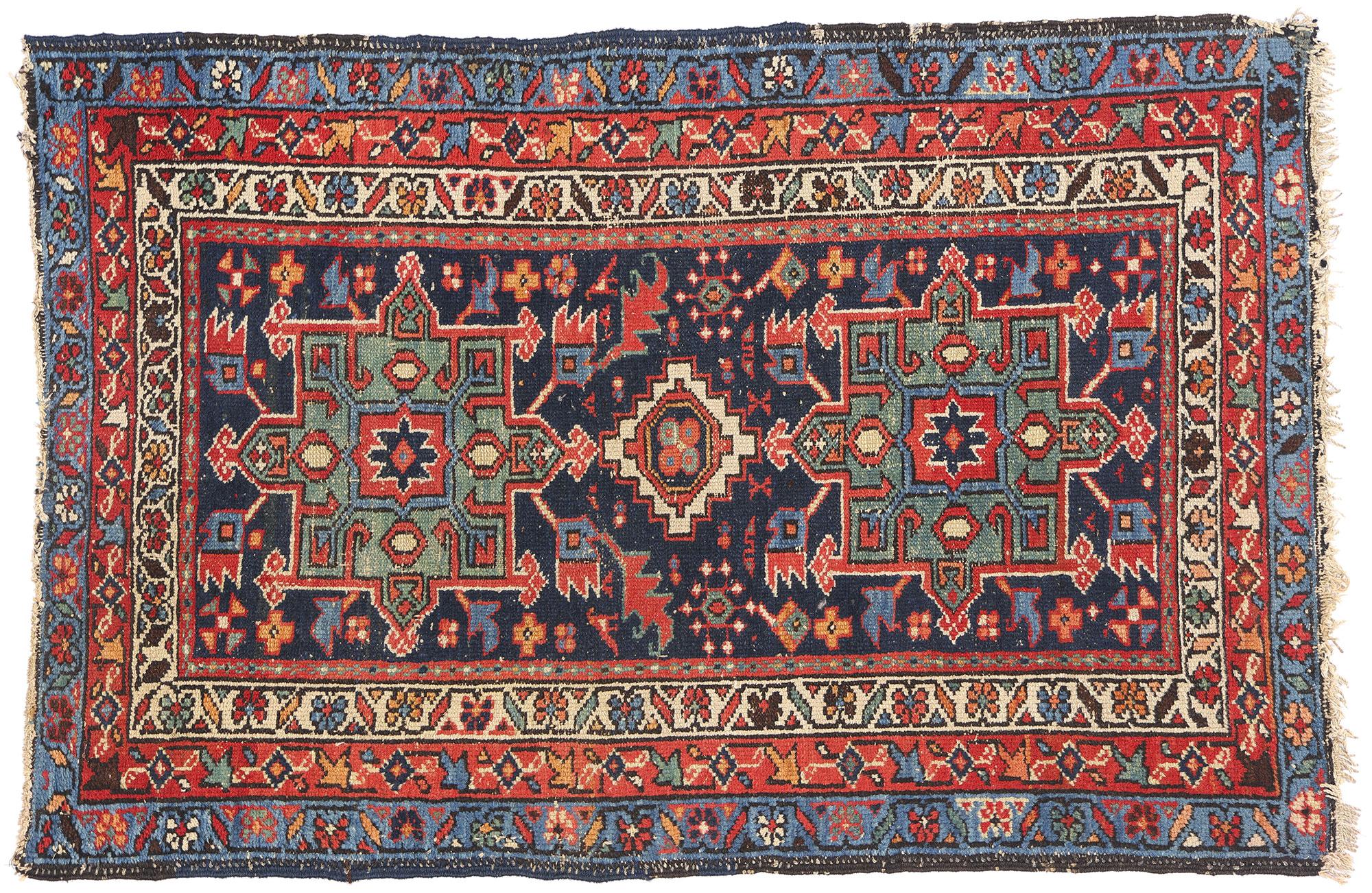 Late 19th Century Antique Persian Karaja Heriz Rug with Modern Style For Sale 5