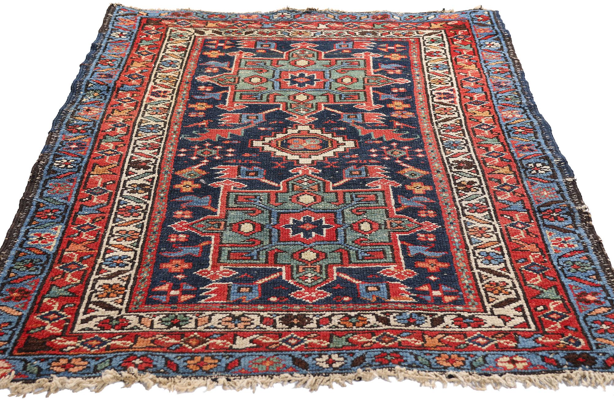 Heriz Serapi Late 19th Century Antique Persian Karaja Heriz Rug with Modern Style For Sale