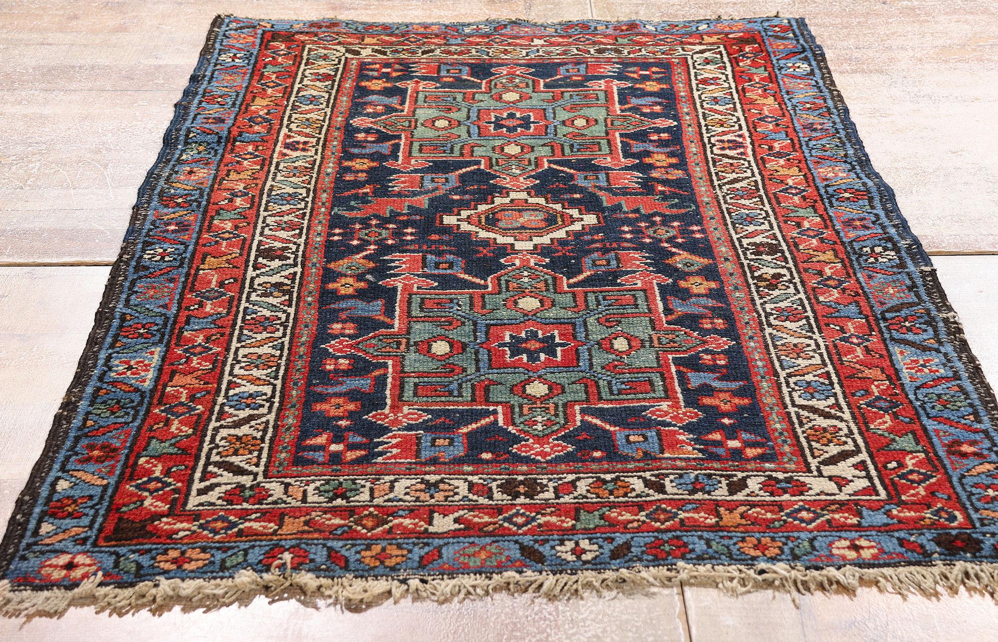 Late 19th Century Antique Persian Karaja Heriz Rug with Modern Style For Sale 3