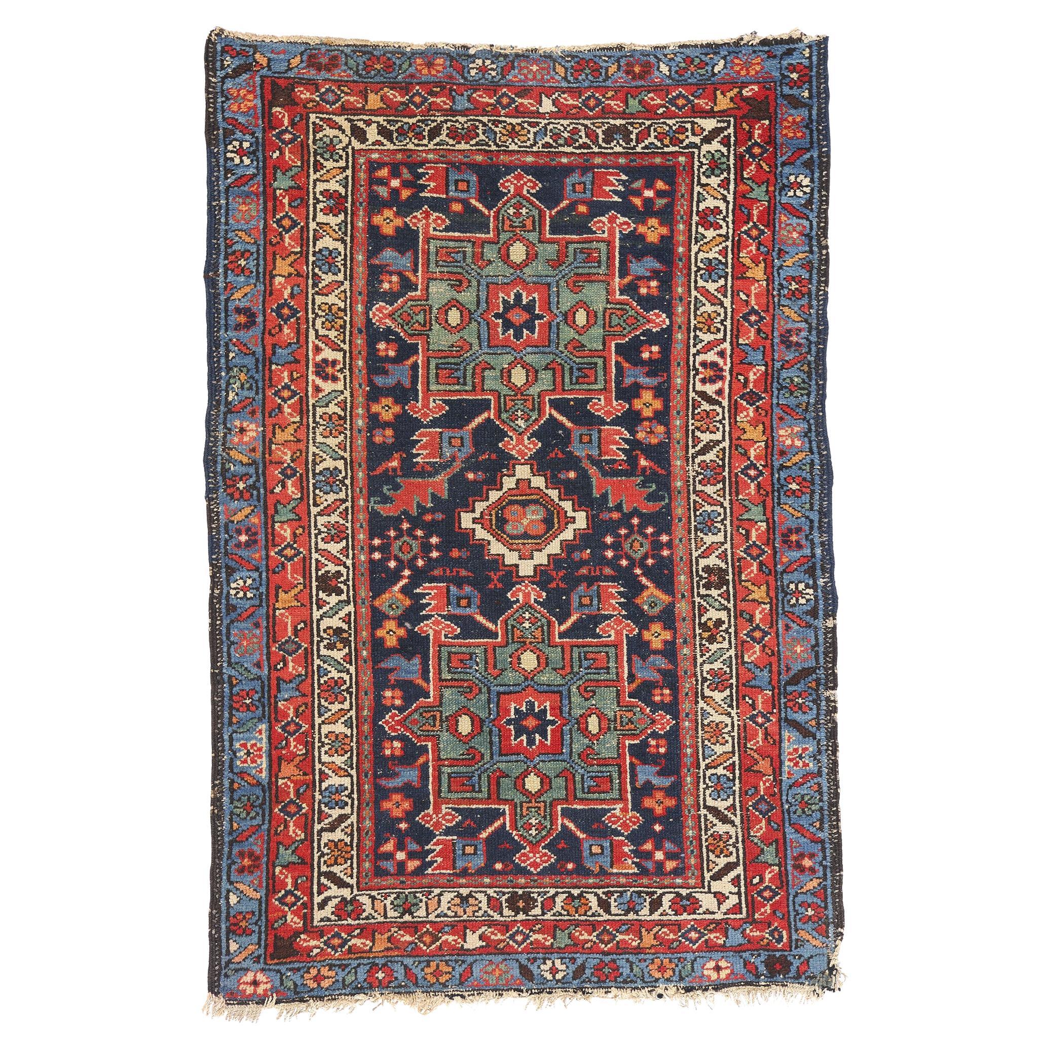 Late 19th Century Antique Persian Karaja Heriz Rug with Modern Style