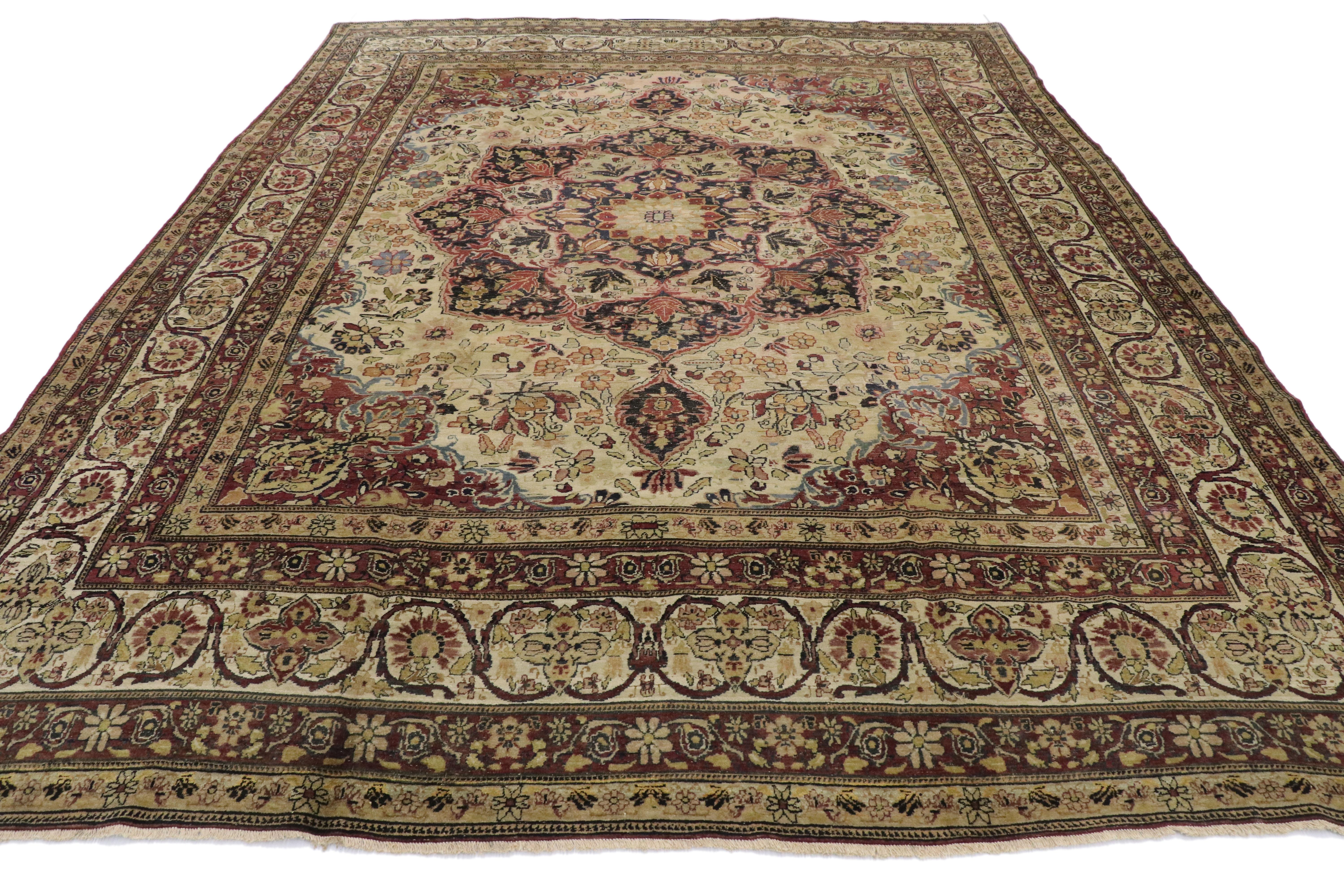 Hand-Knotted Late 19th Century Antique Persian Kermanshah Area Rug