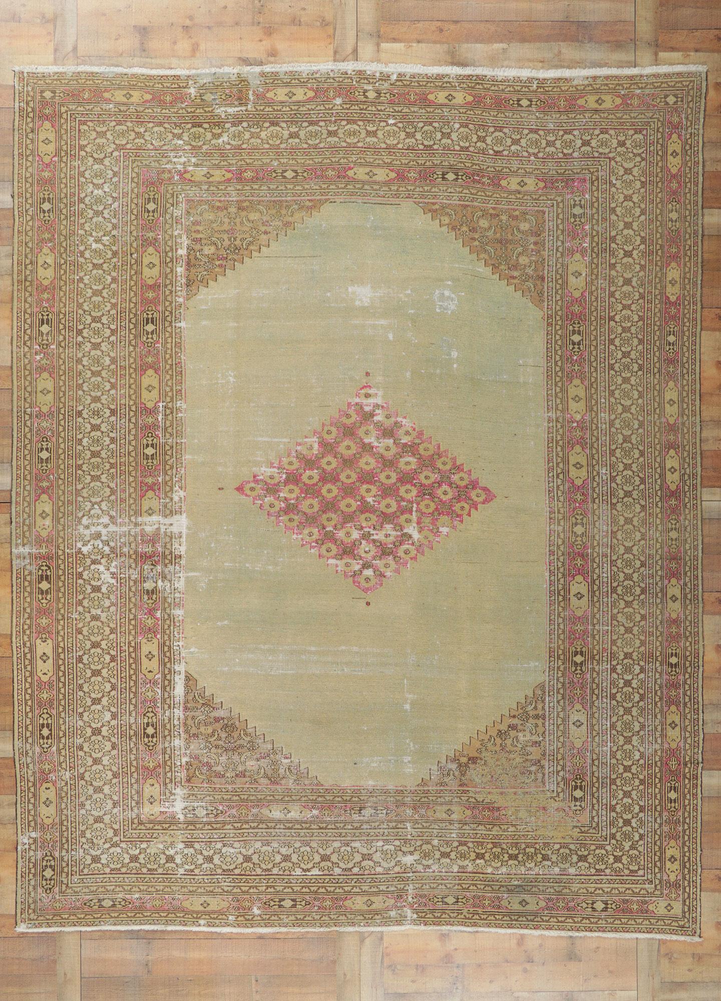 Late 19th Century Antique Persian Khorassan Rug with English Manor Style For Sale 10