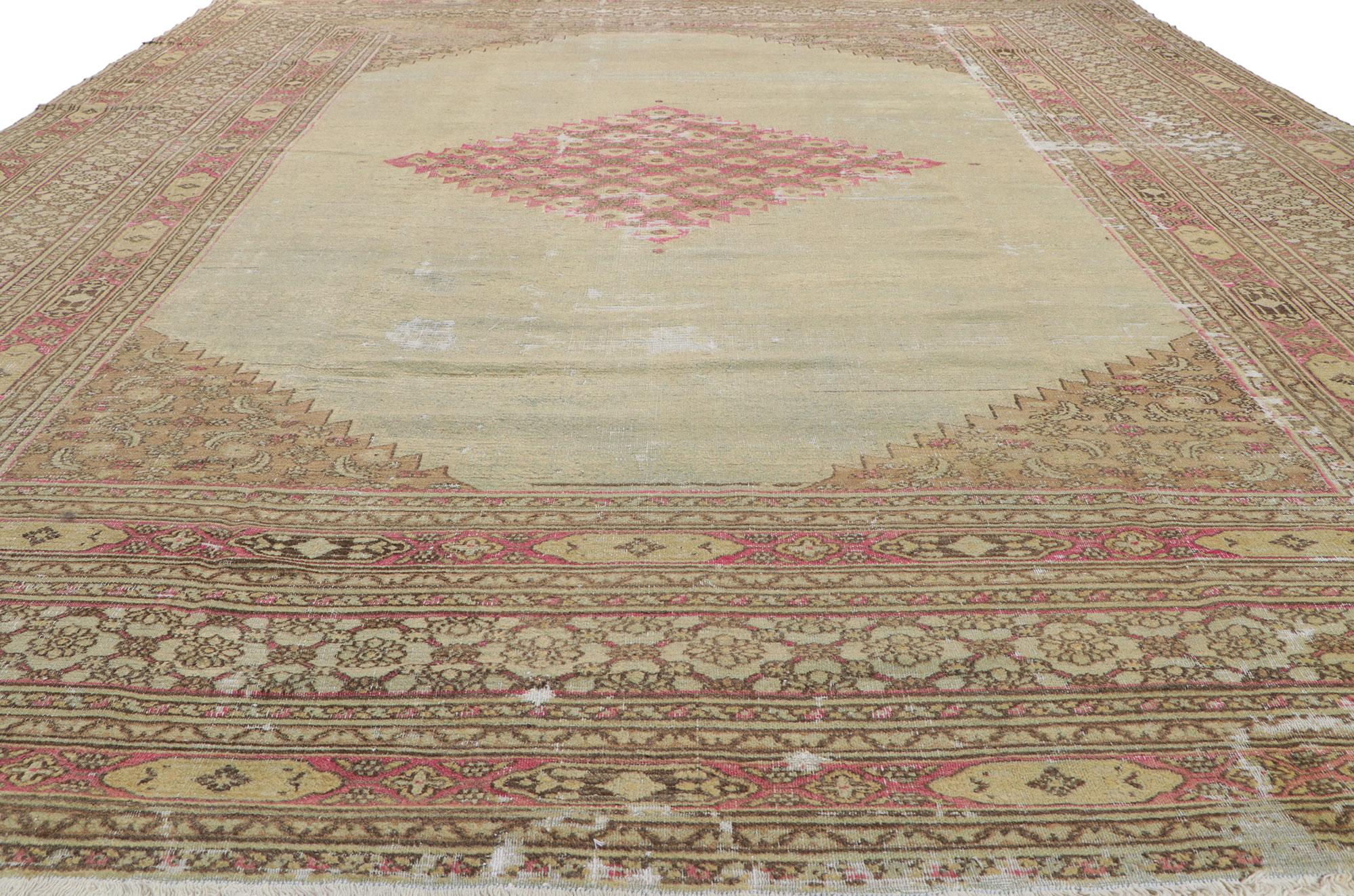 Late 19th Century Antique Persian Khorassan Rug with English Manor Style For Sale 1