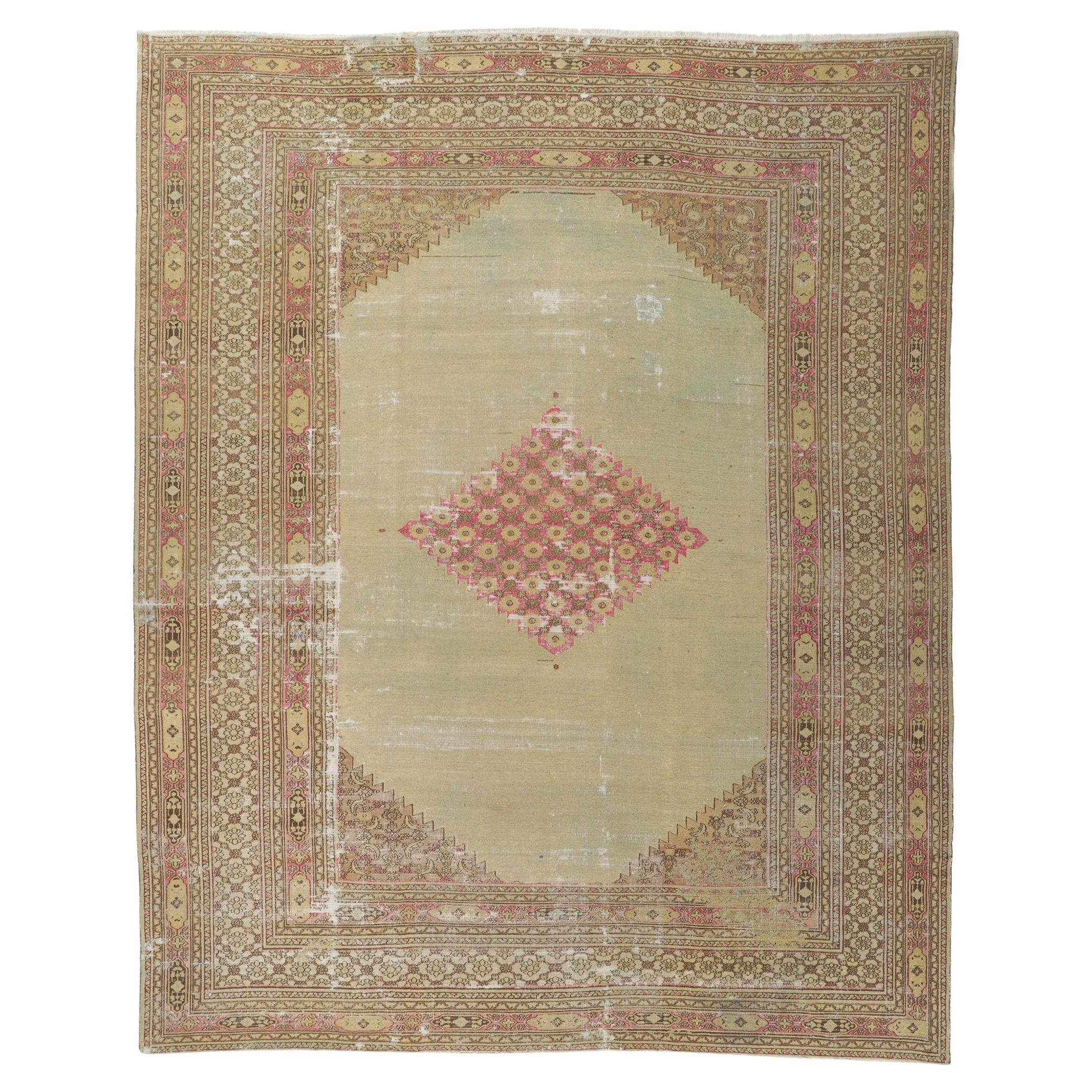 Late 19th Century Antique Persian Khorassan Rug with English Manor Style For Sale